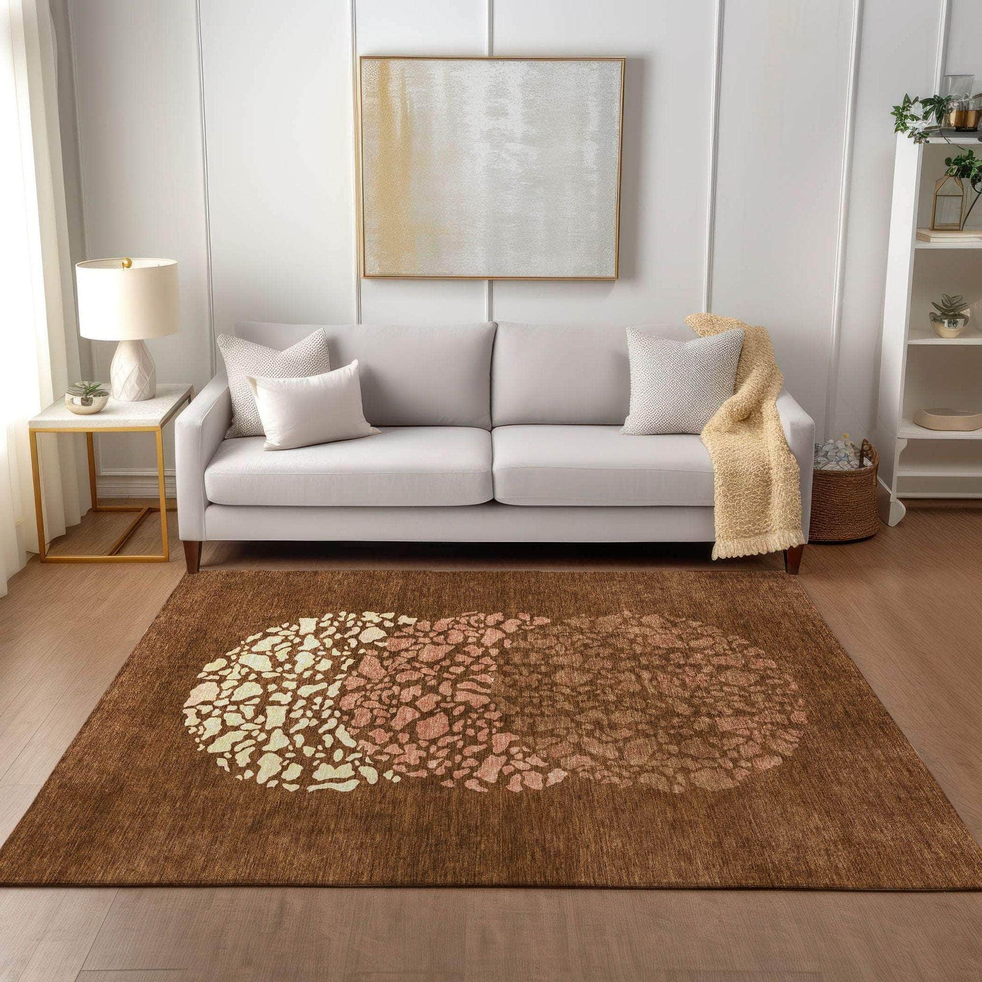 Machine Made ACN643 Paprika Orange Rugs