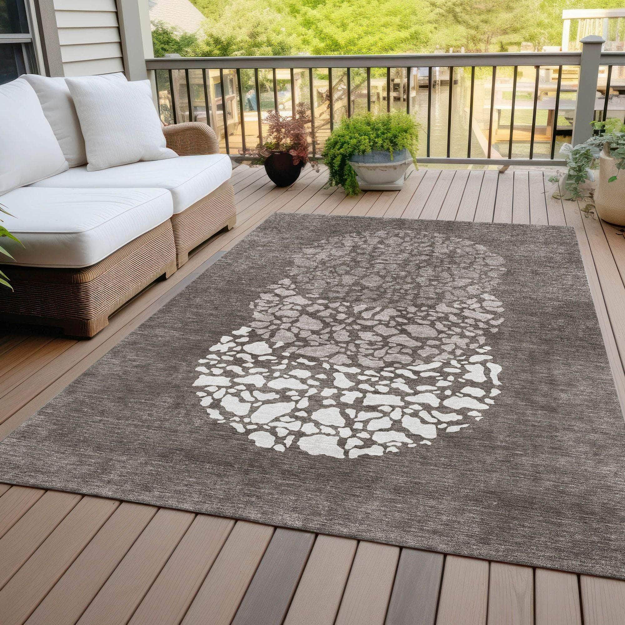 Machine Made ACN643 Taupe Brown Rugs