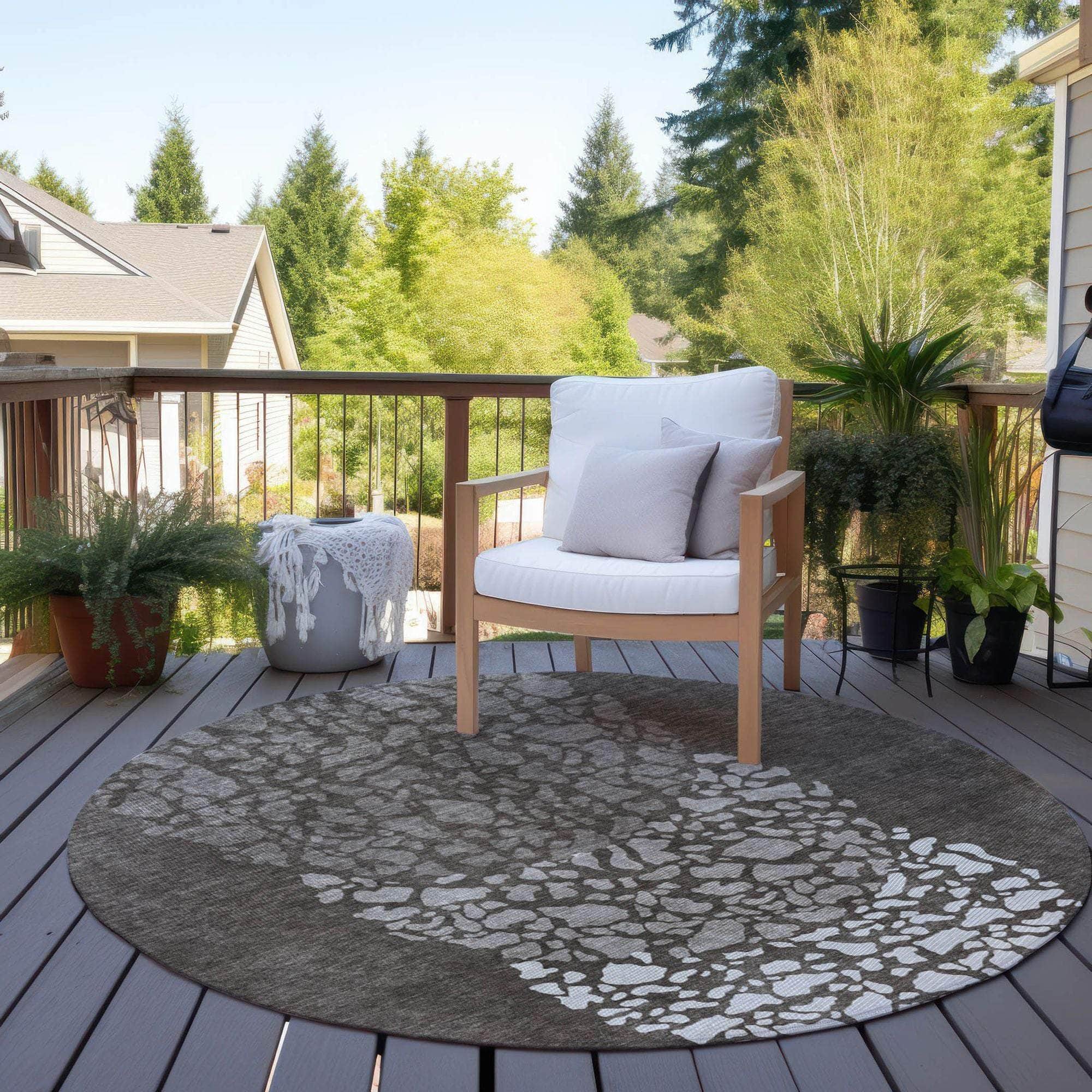 Machine Made ACN643 Taupe Brown Rugs