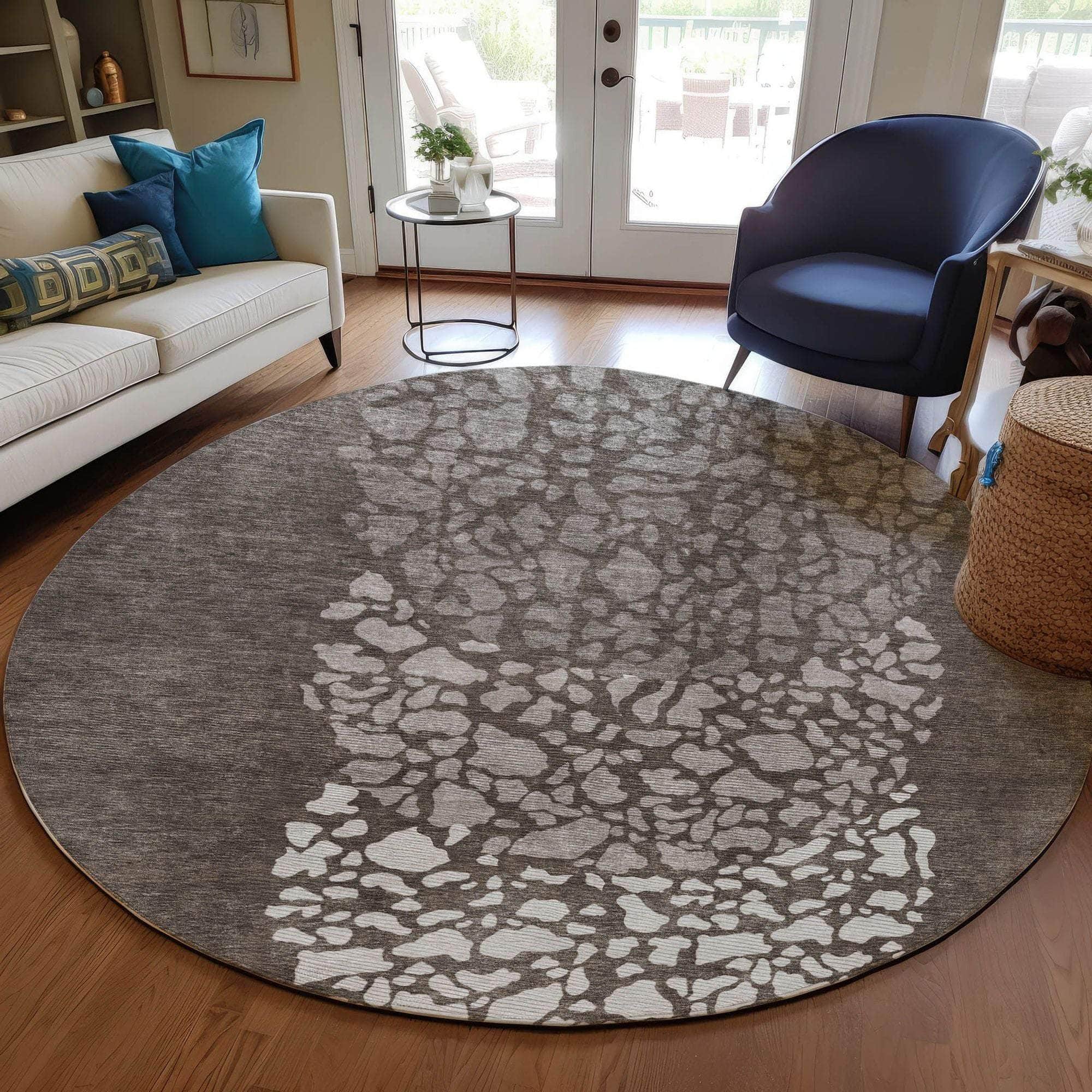 Machine Made ACN643 Taupe Brown Rugs