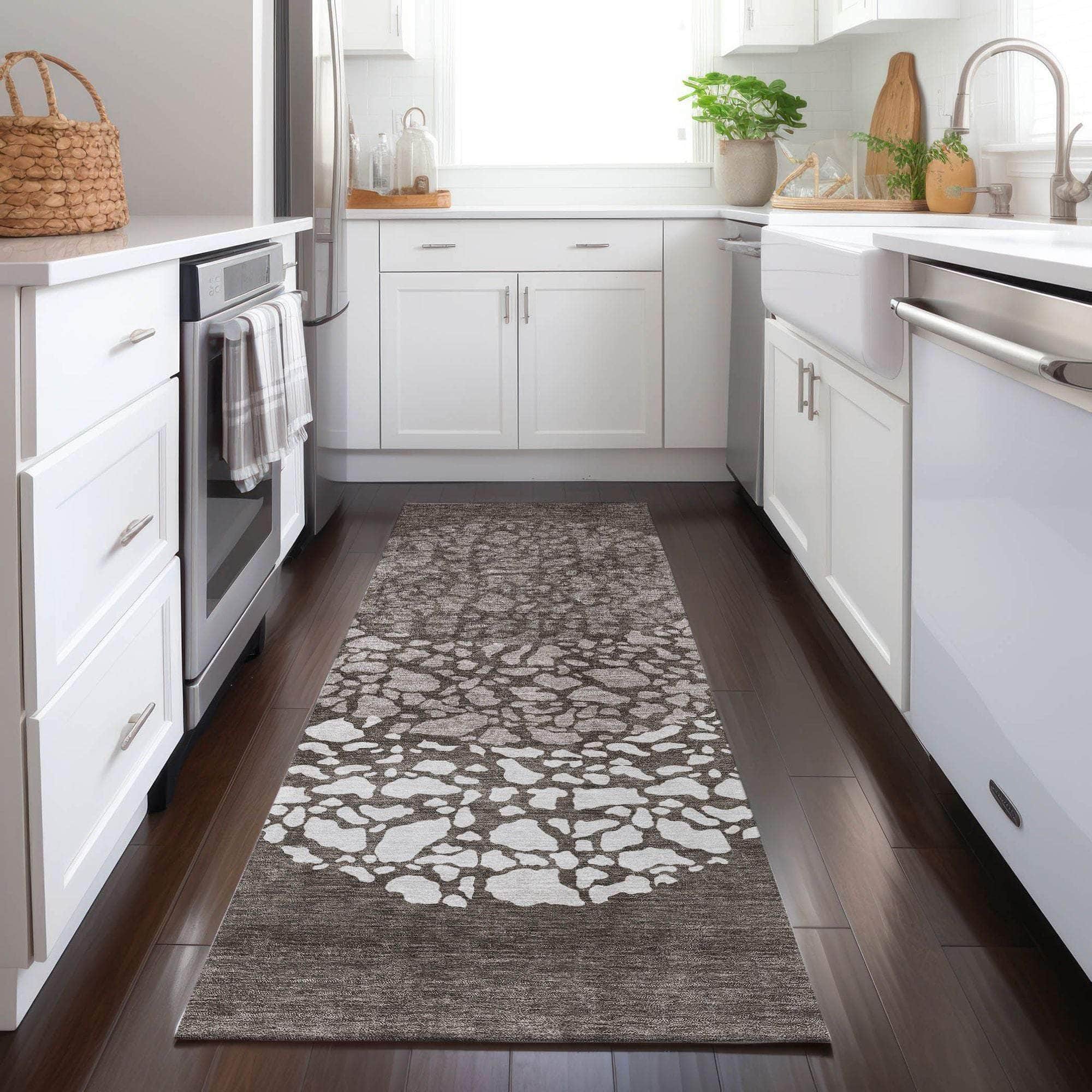 Machine Made ACN643 Taupe Brown Rugs