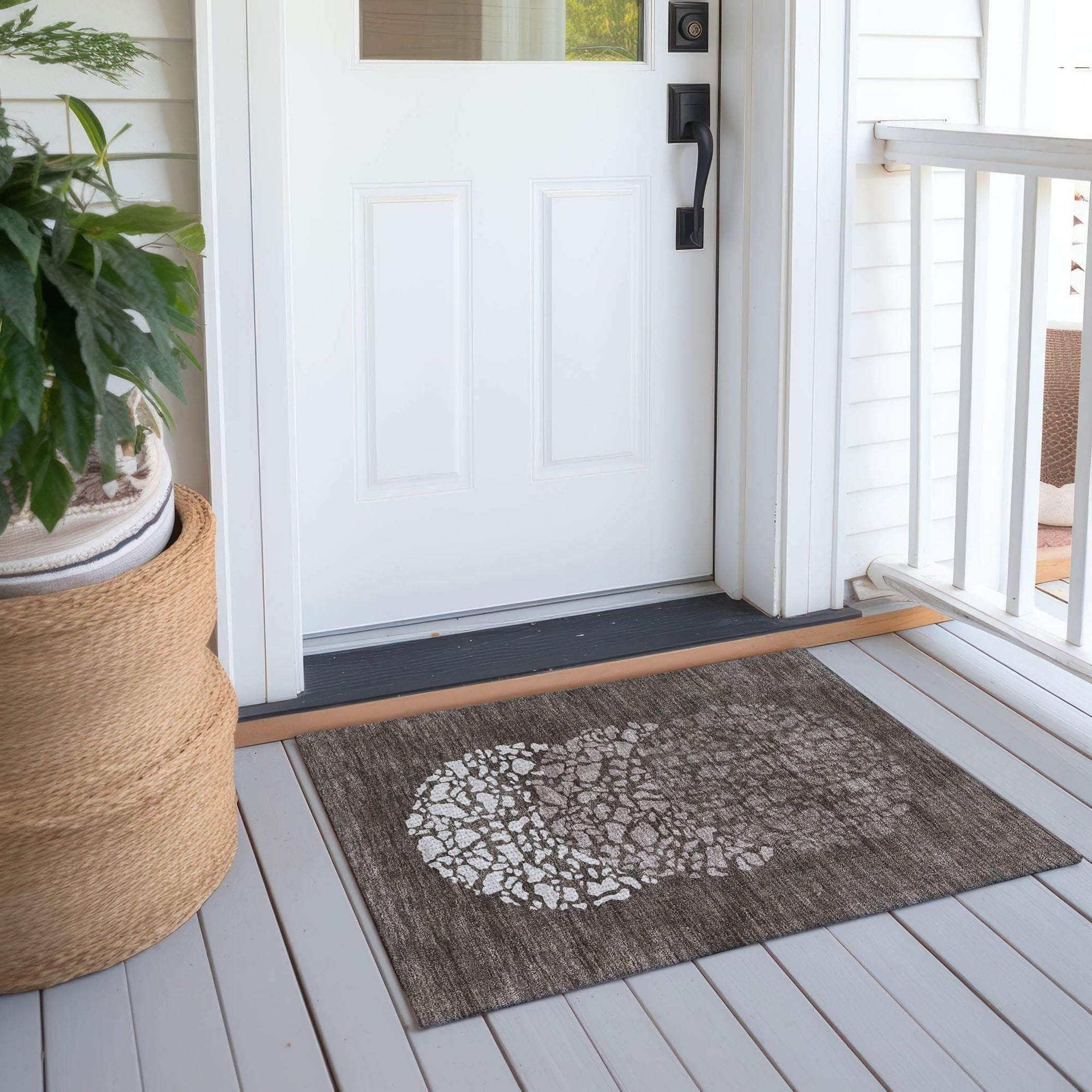 Machine Made ACN643 Taupe Brown Rugs