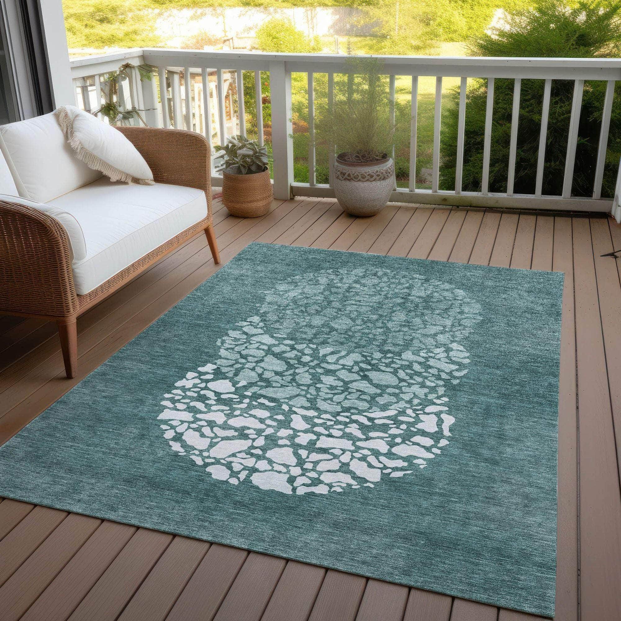 Machine Made ACN643 Teal Rugs