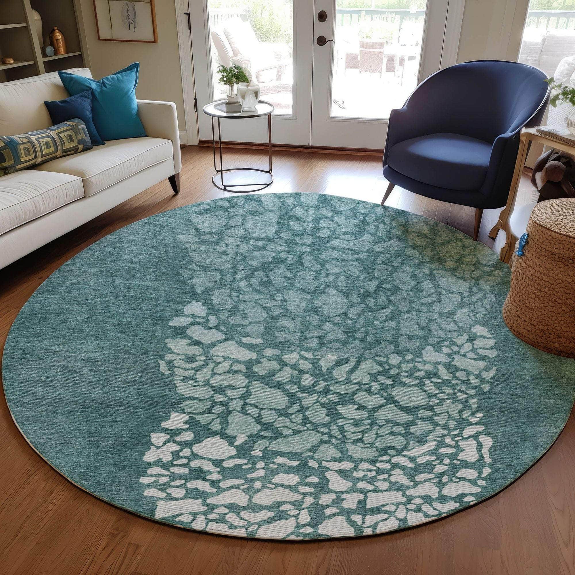 Machine Made ACN643 Teal Rugs