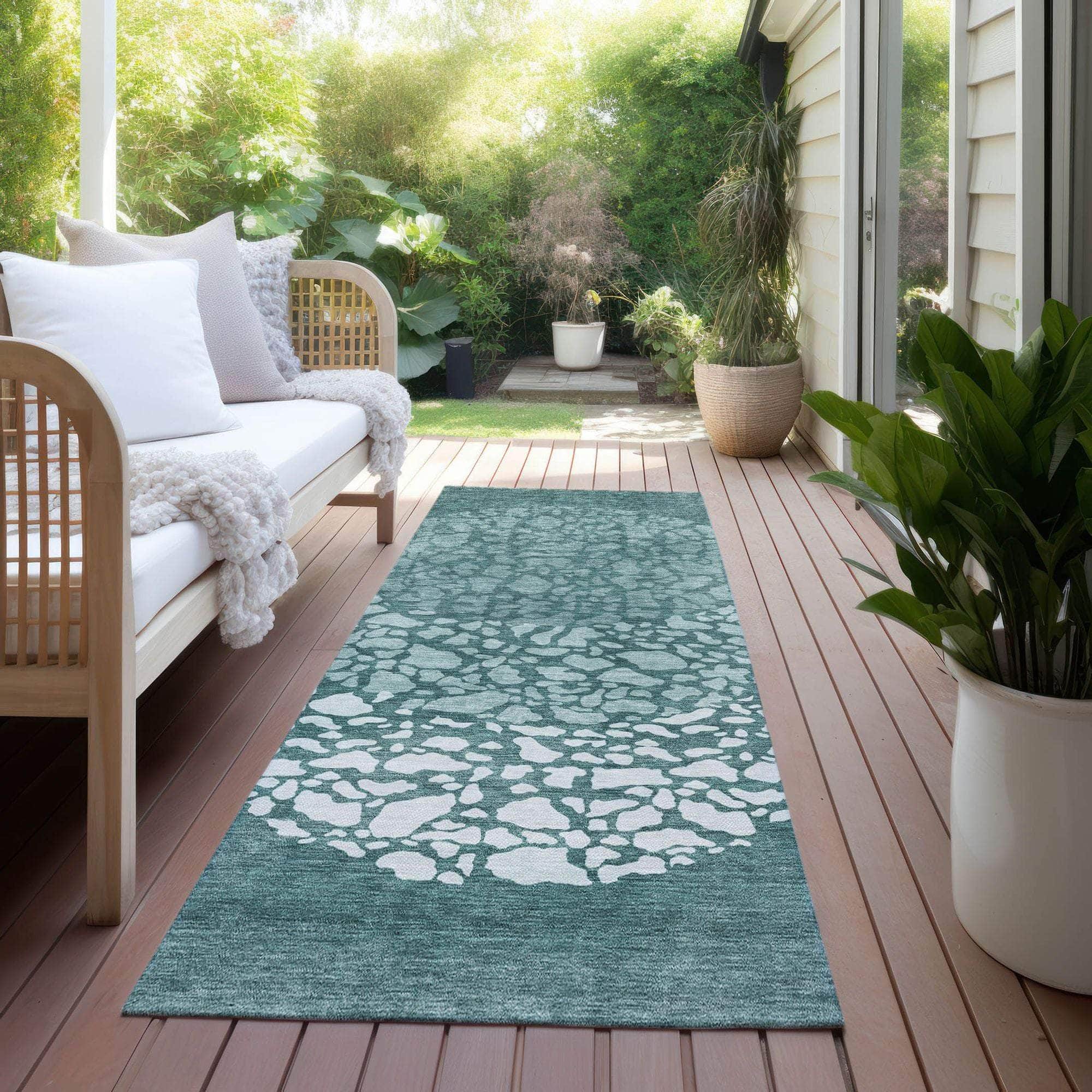 Machine Made ACN643 Teal Rugs