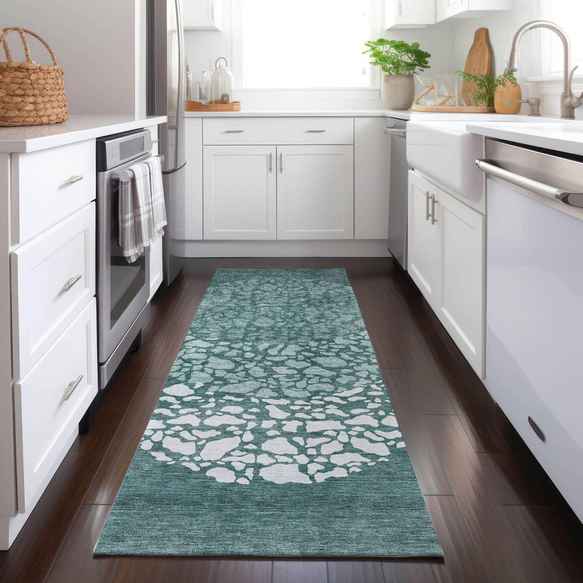 Machine Made ACN643 Teal Rugs