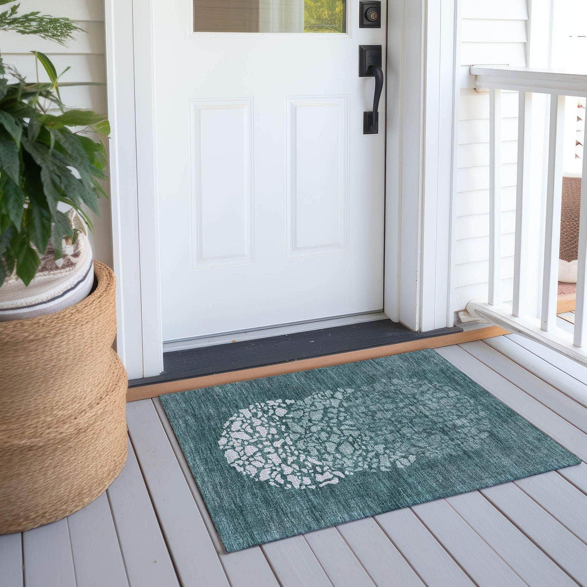 Machine Made ACN643 Teal Rugs