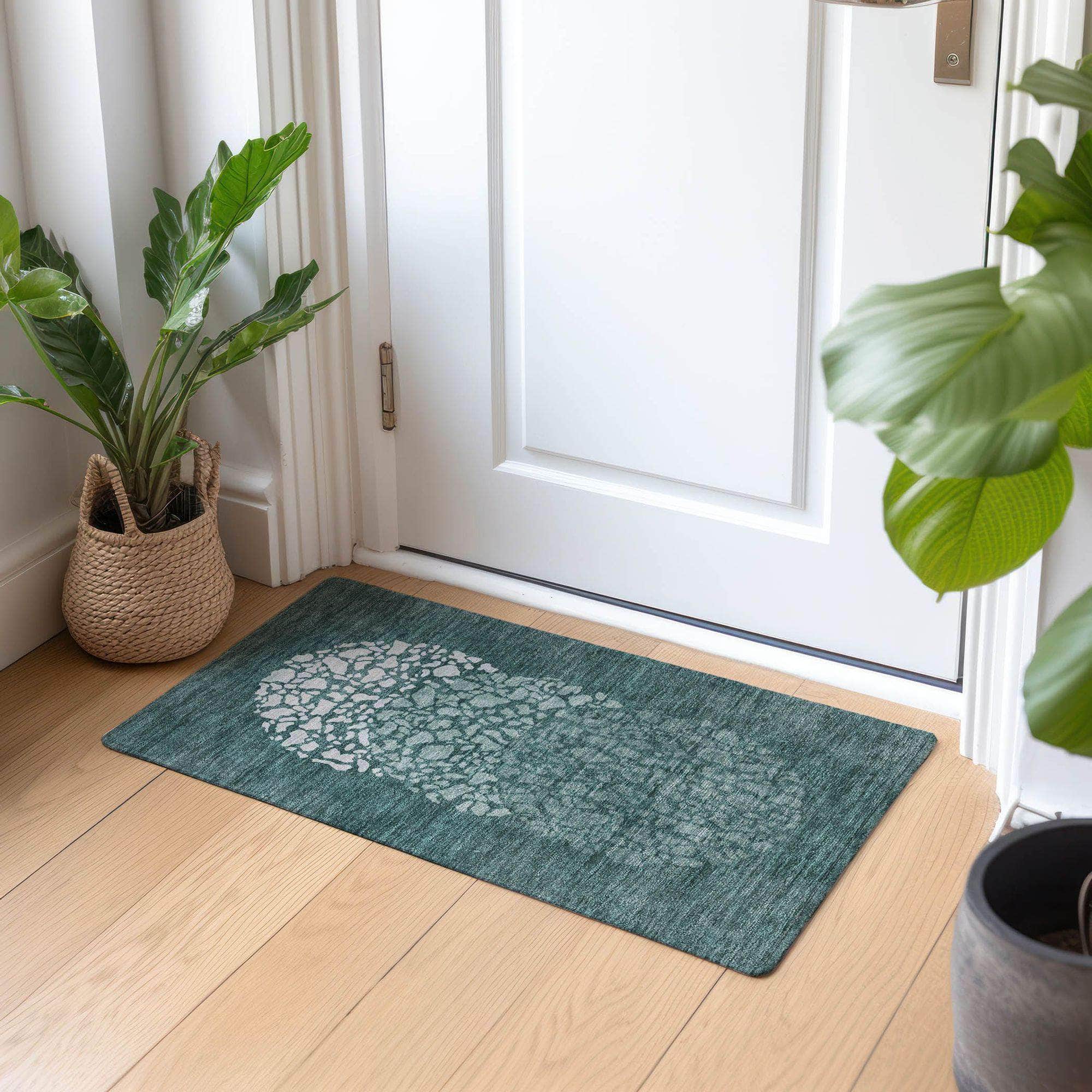 Machine Made ACN643 Teal Rugs