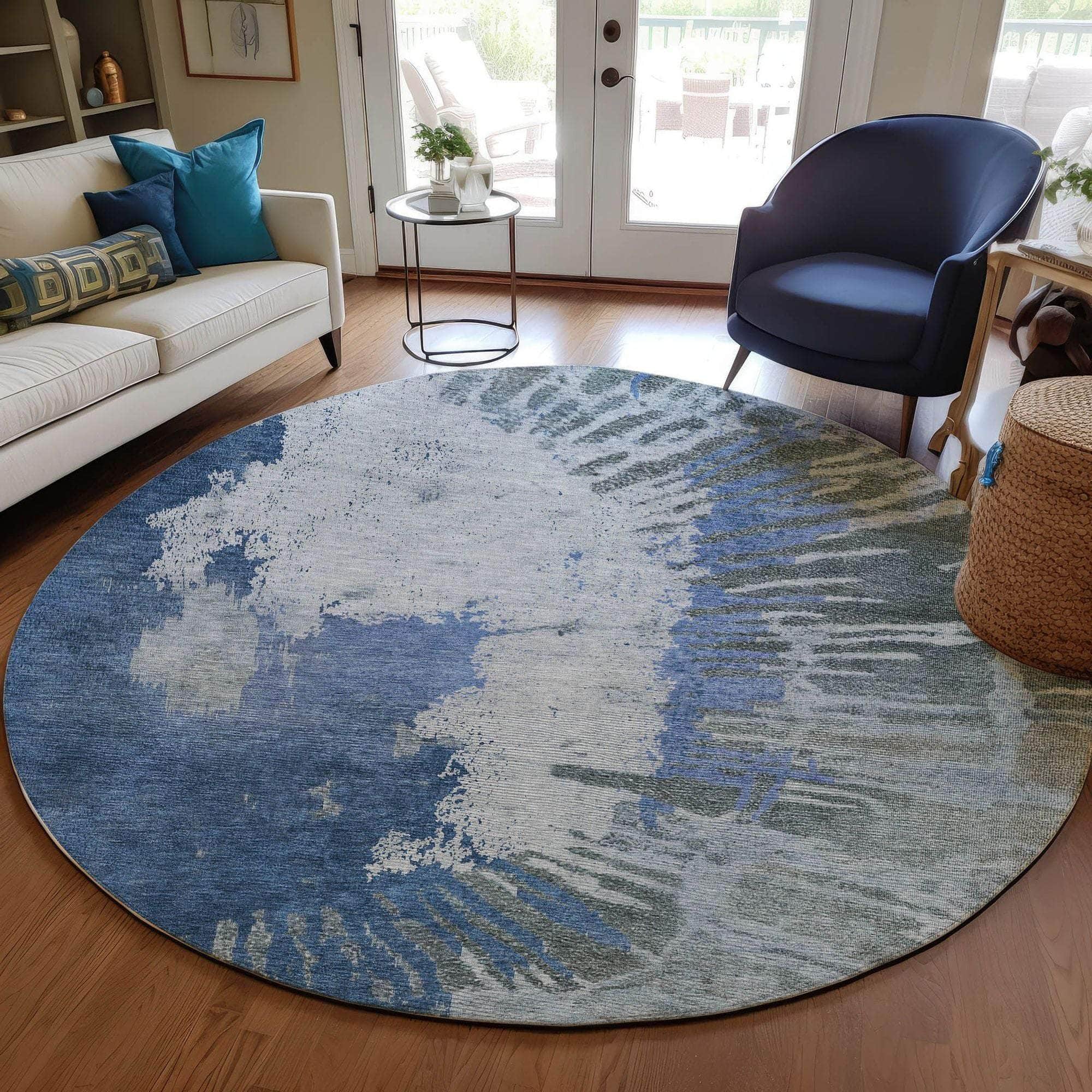 Machine Made ACN645 Blue Rugs