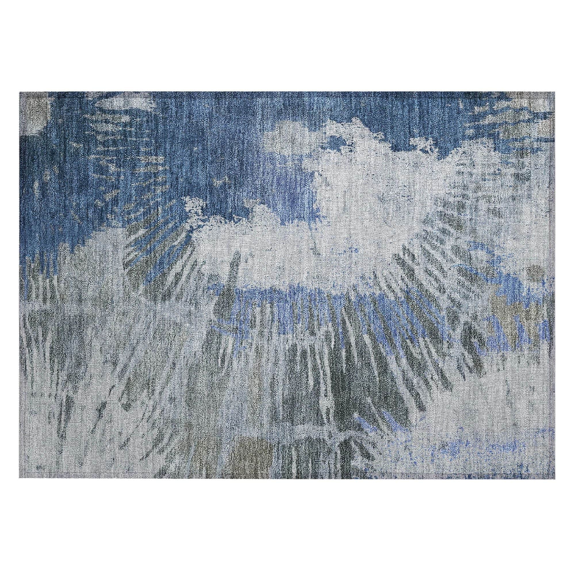 Machine Washable Blue Rug - Indoor / Outdoor - Kids / Pet Friendly Modern Print Rug
