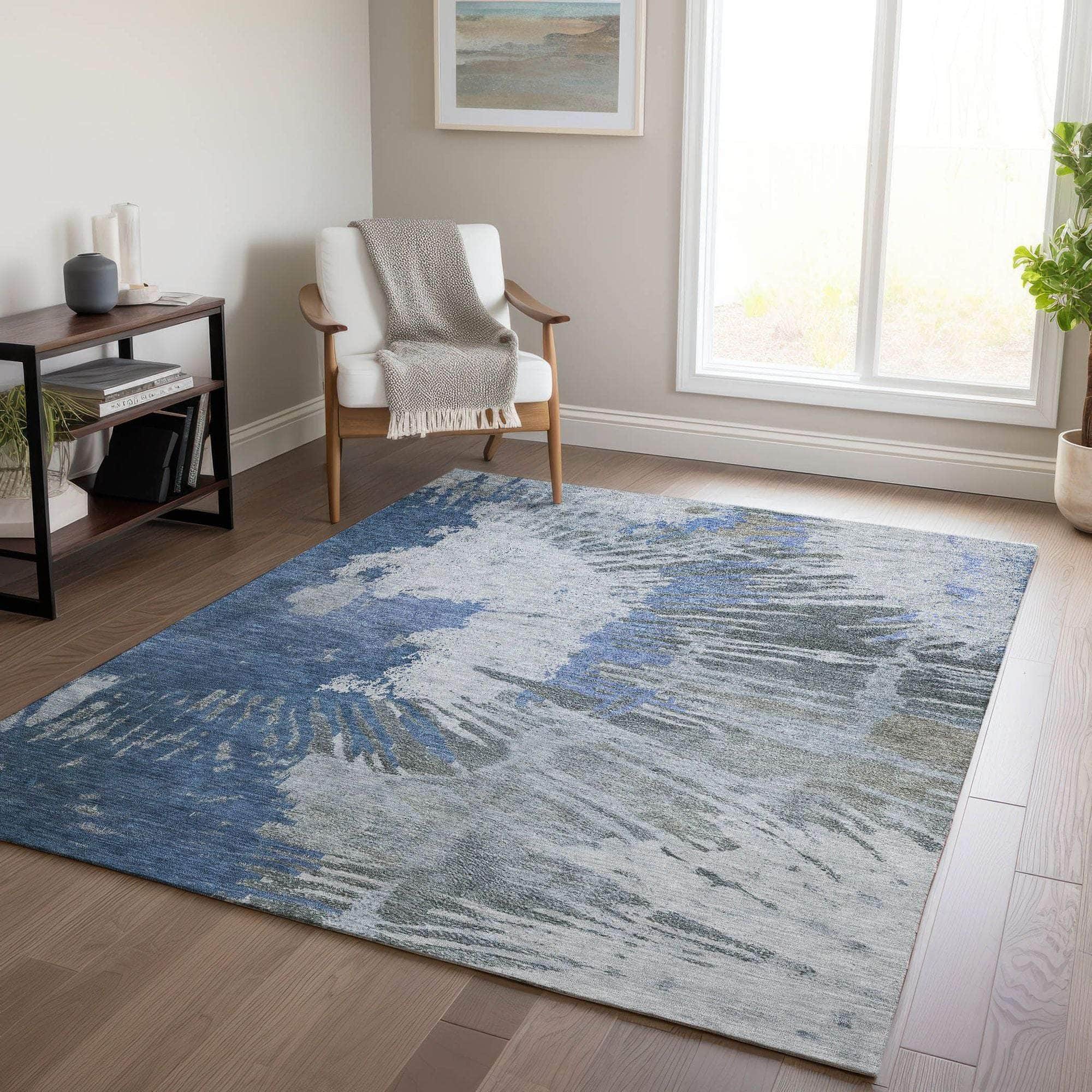 Machine Made ACN645 Blue Rugs