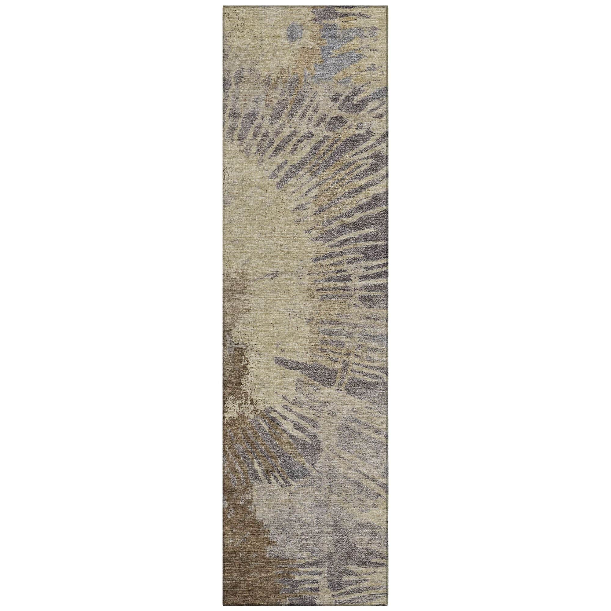 Machine Washable Brown Rug - Indoor / Outdoor - Kids / Pet Friendly Modern Print Rug