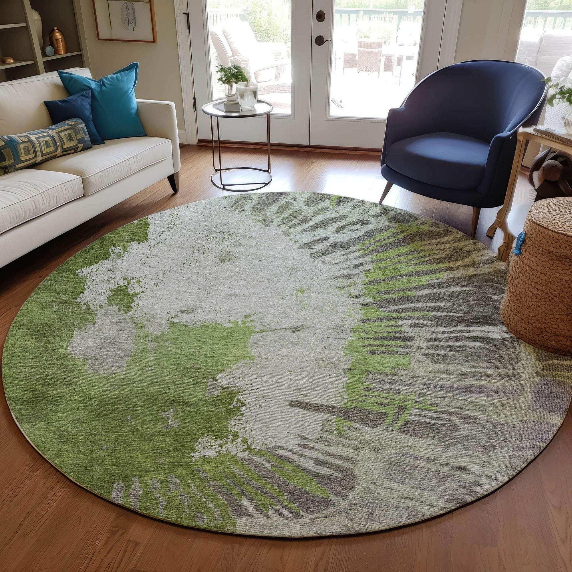 Machine Made ACN645 Olive Green Rugs