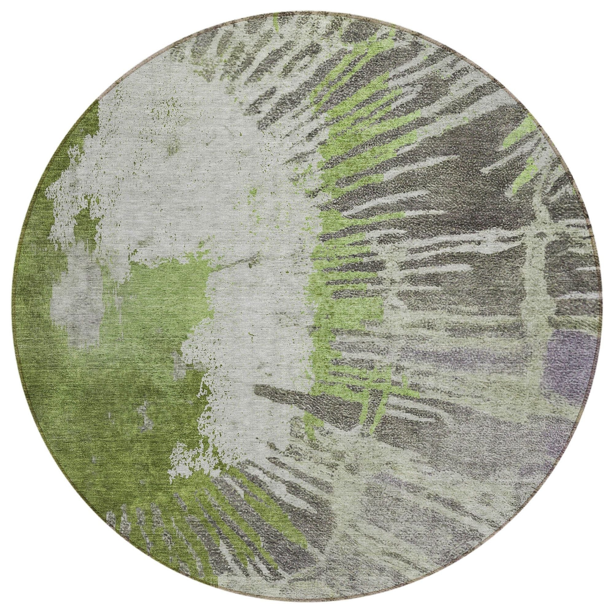 Machine Washable Olive Green Rug - Indoor / Outdoor - Kids / Pet Friendly Modern Print Rug