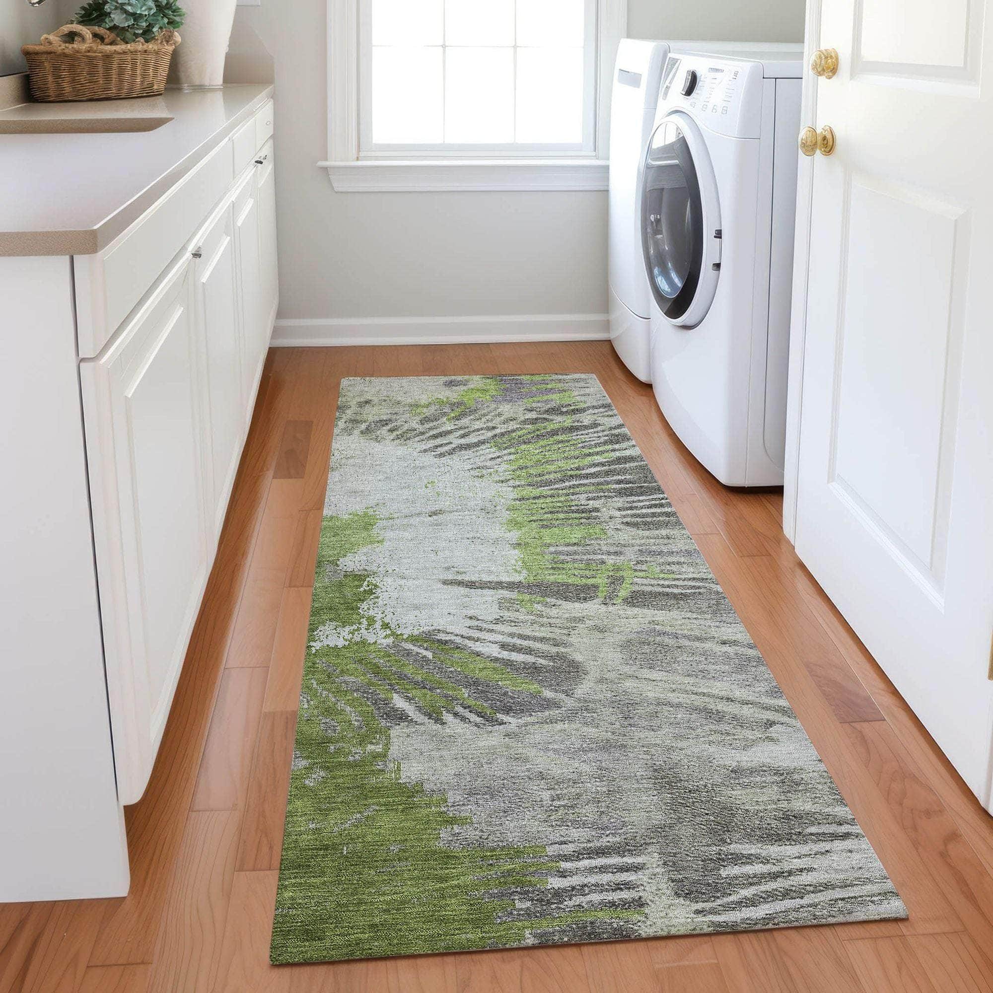 Machine Made ACN645 Olive Green Rugs