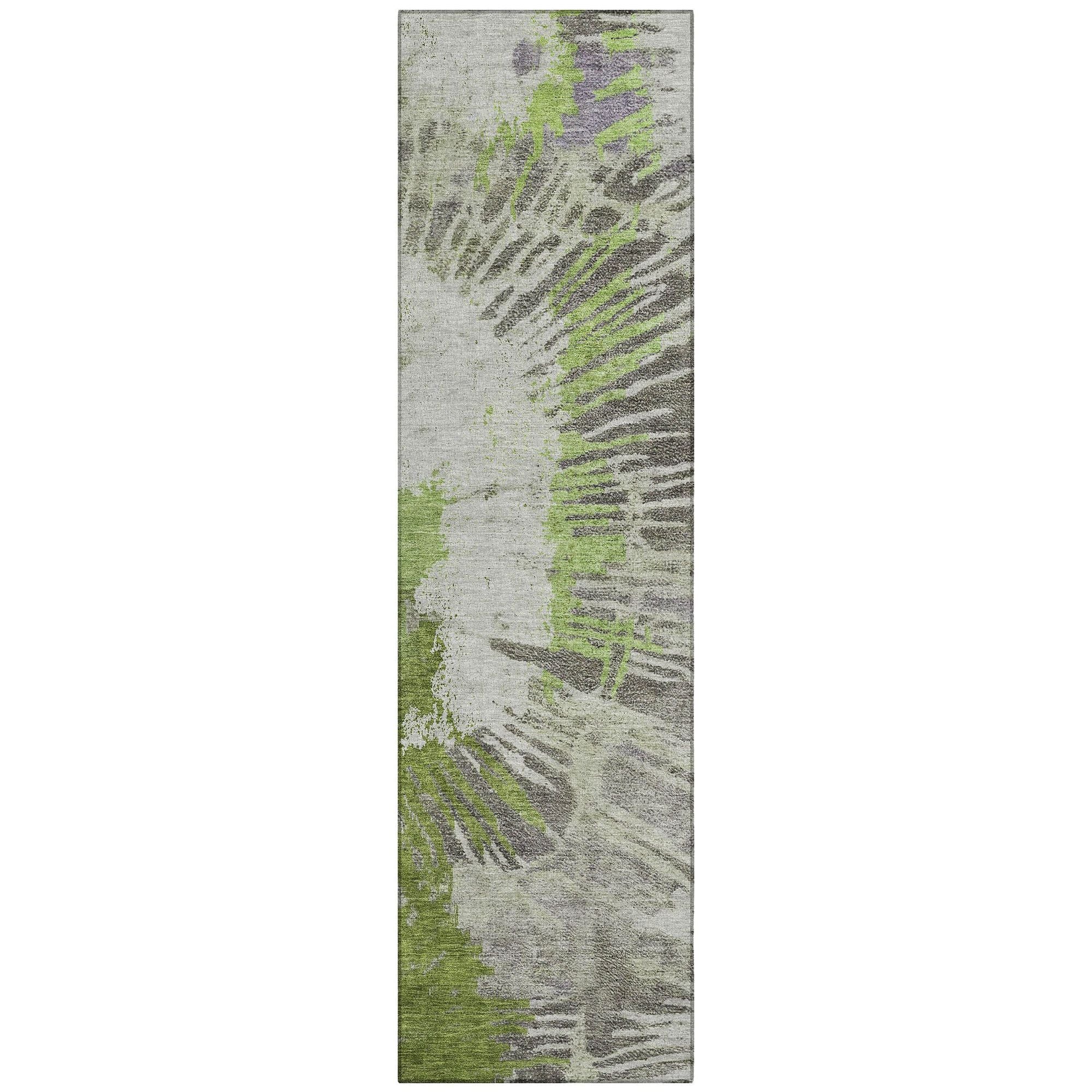 Machine Washable Olive Green Rug - Indoor / Outdoor - Kids / Pet Friendly Modern Print Rug