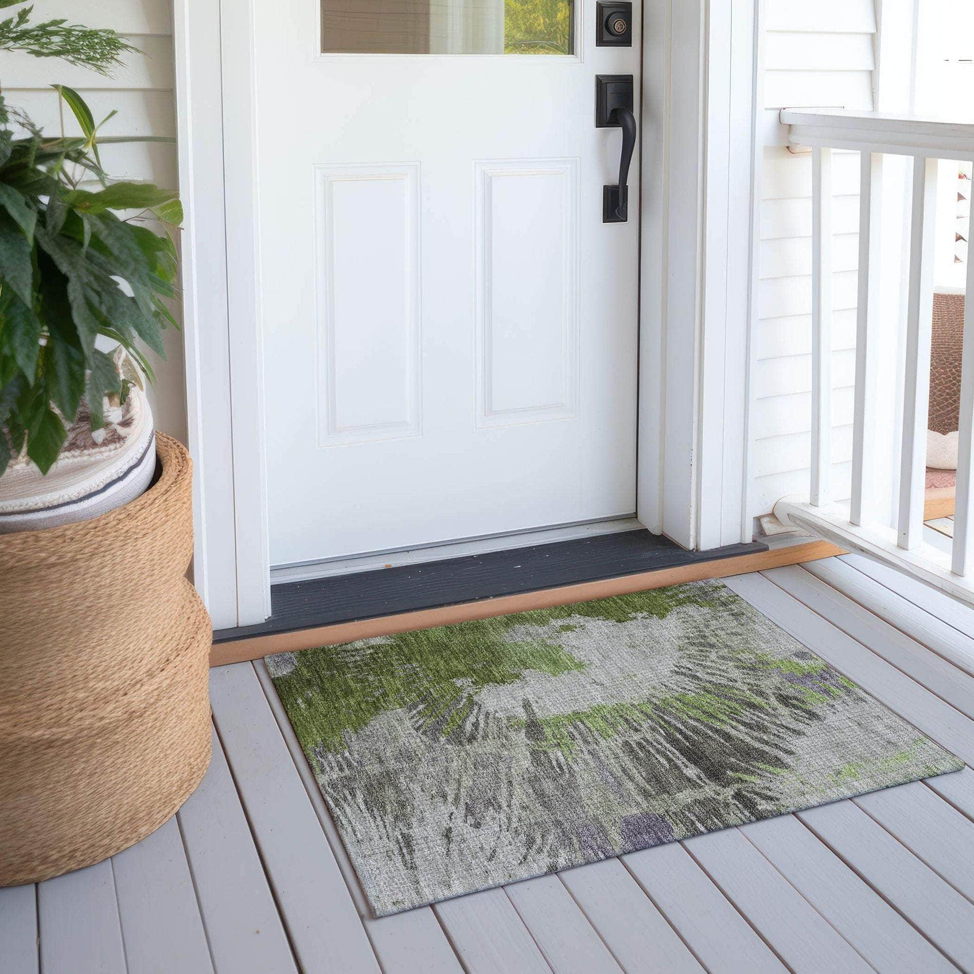 Machine Made ACN645 Olive Green Rugs