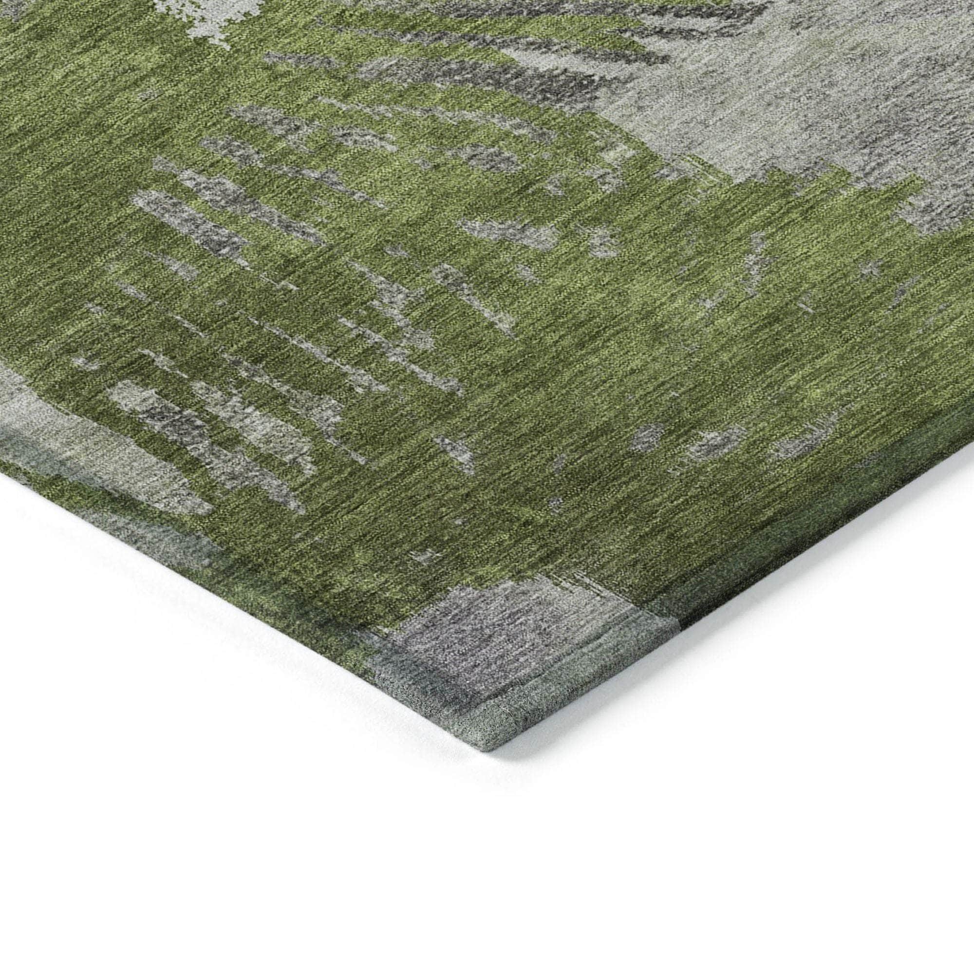 Machine Made ACN645 Olive Green Rugs