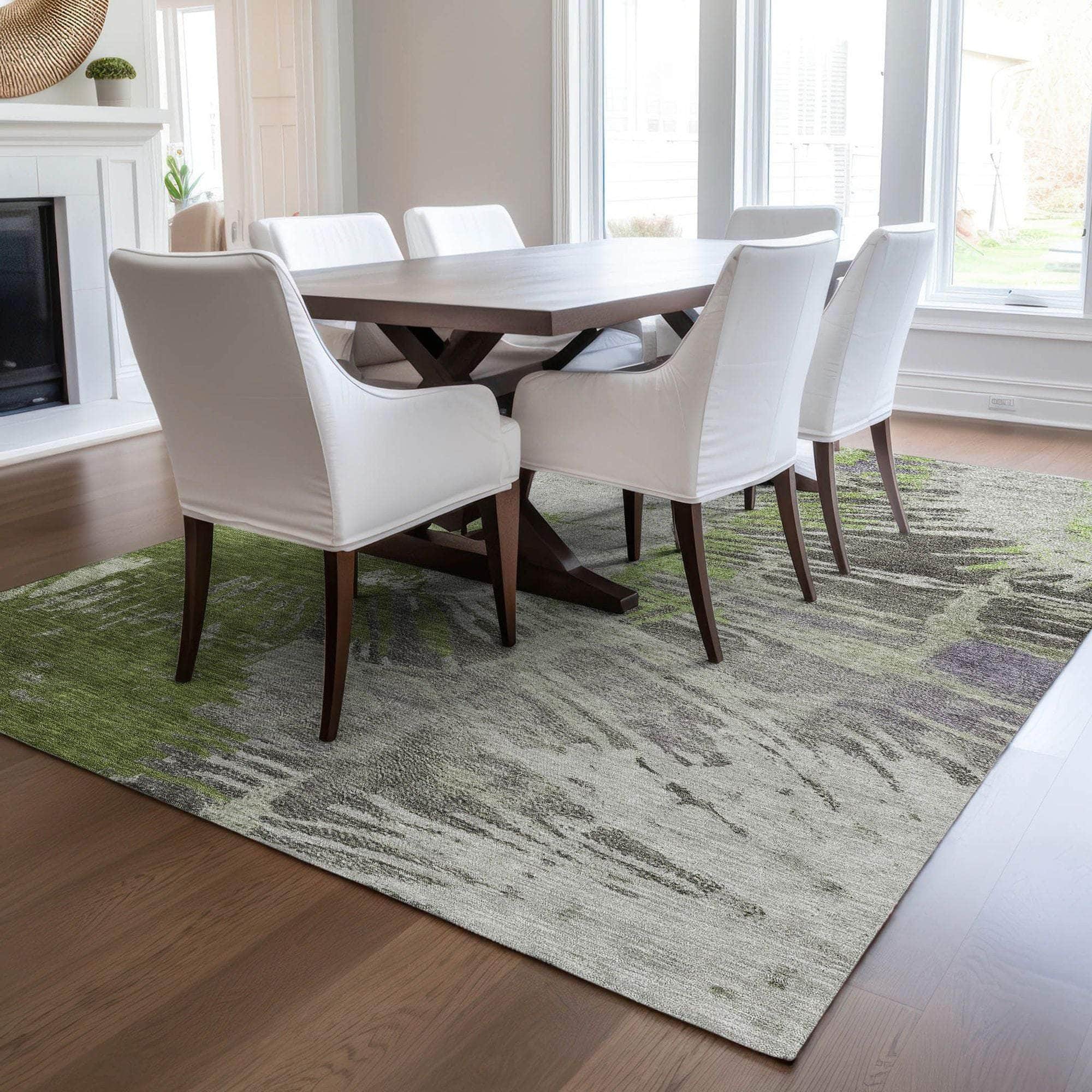 Machine Made ACN645 Olive Green Rugs
