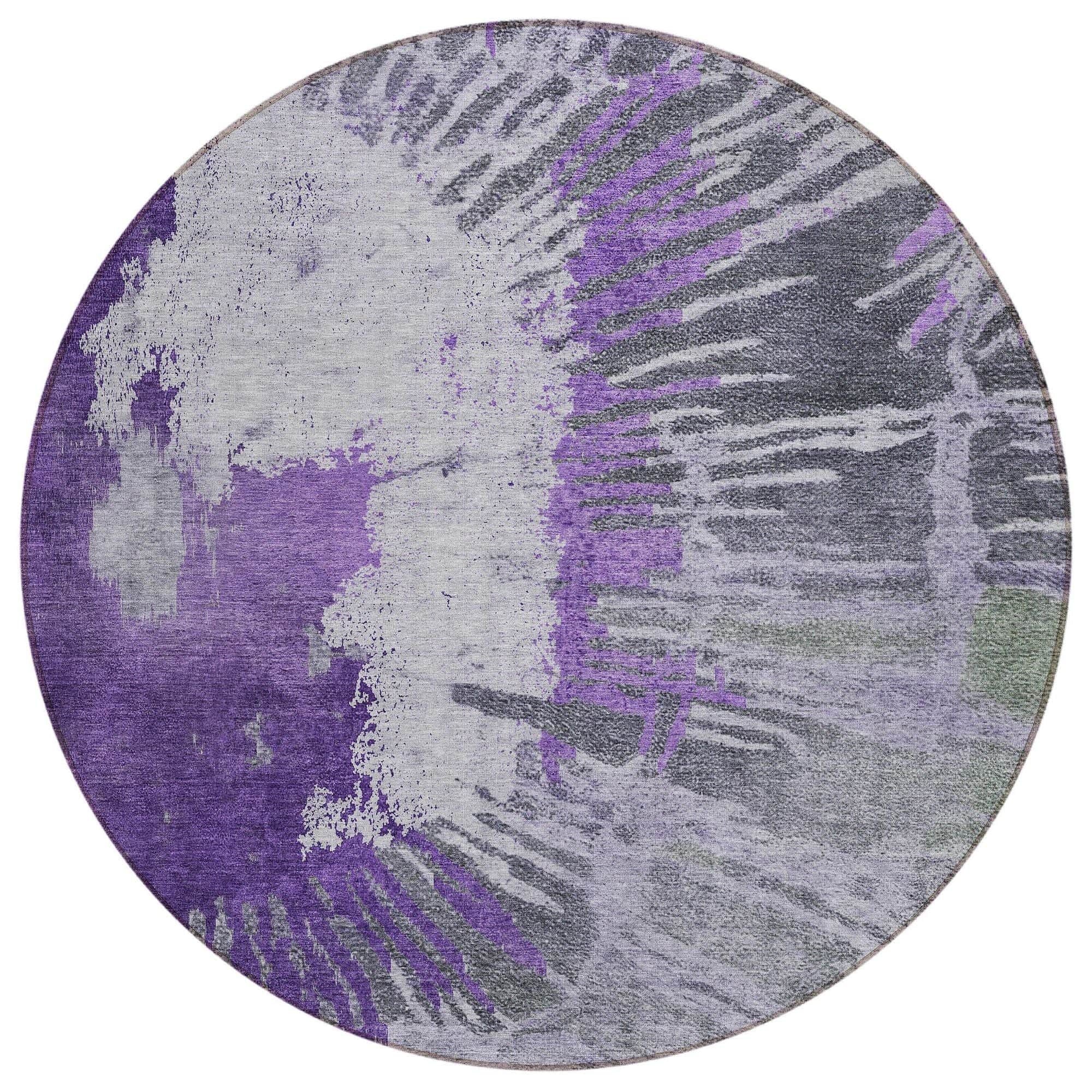 Machine Washable Purple Rug - Indoor / Outdoor - Kids / Pet Friendly Modern Print Rug