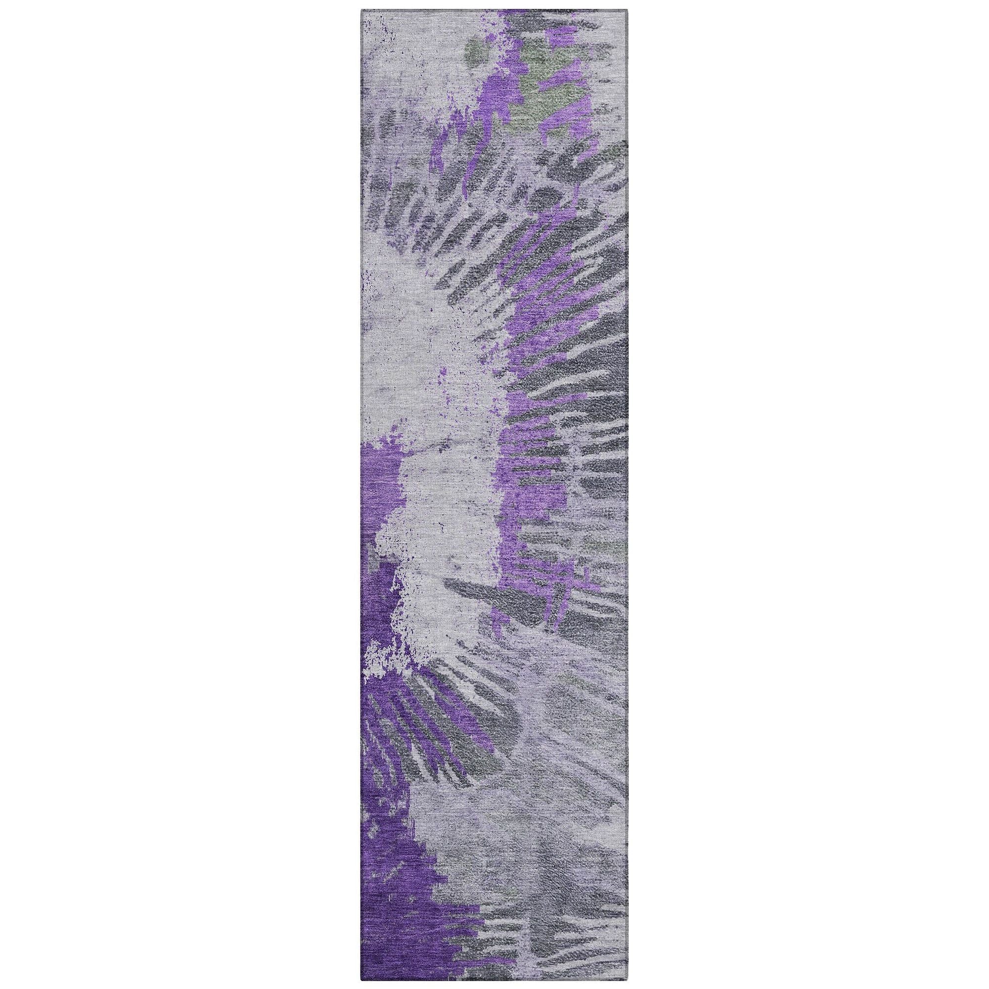 Machine Washable Purple Rug - Indoor / Outdoor - Kids / Pet Friendly Modern Print Rug