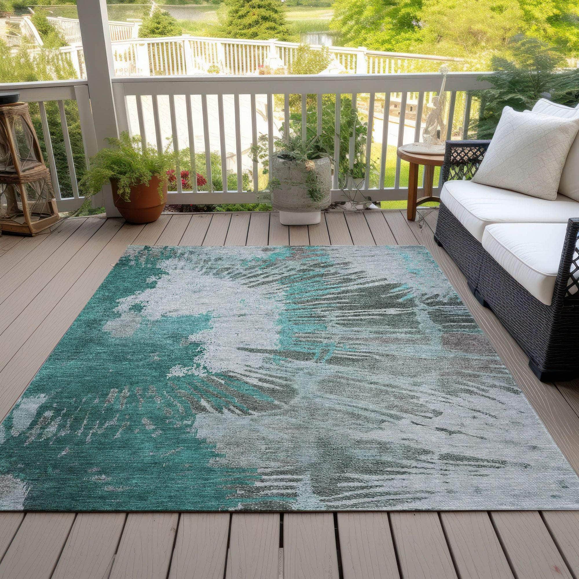 Machine Made ACN645 Teal Rugs