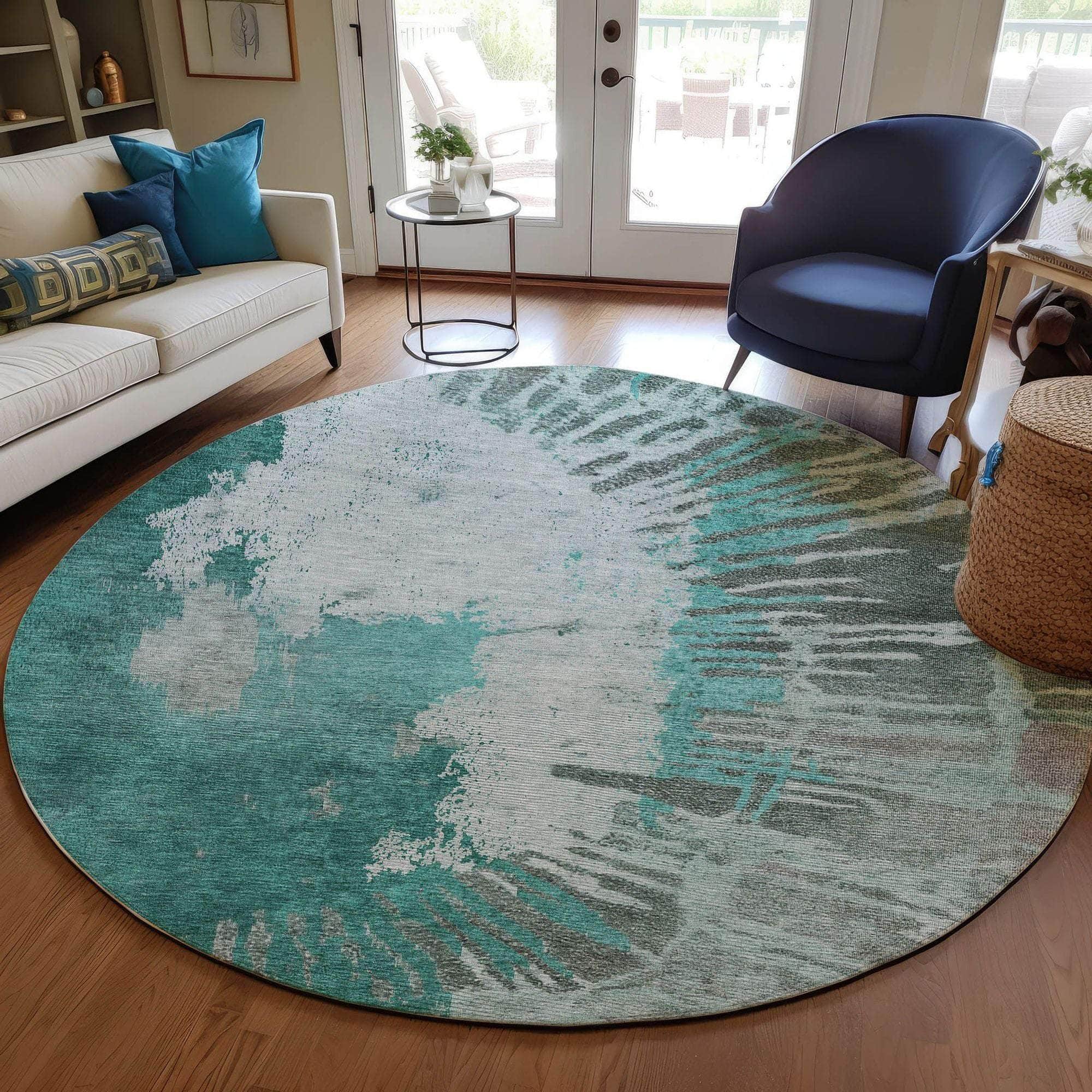 Machine Made ACN645 Teal Rugs