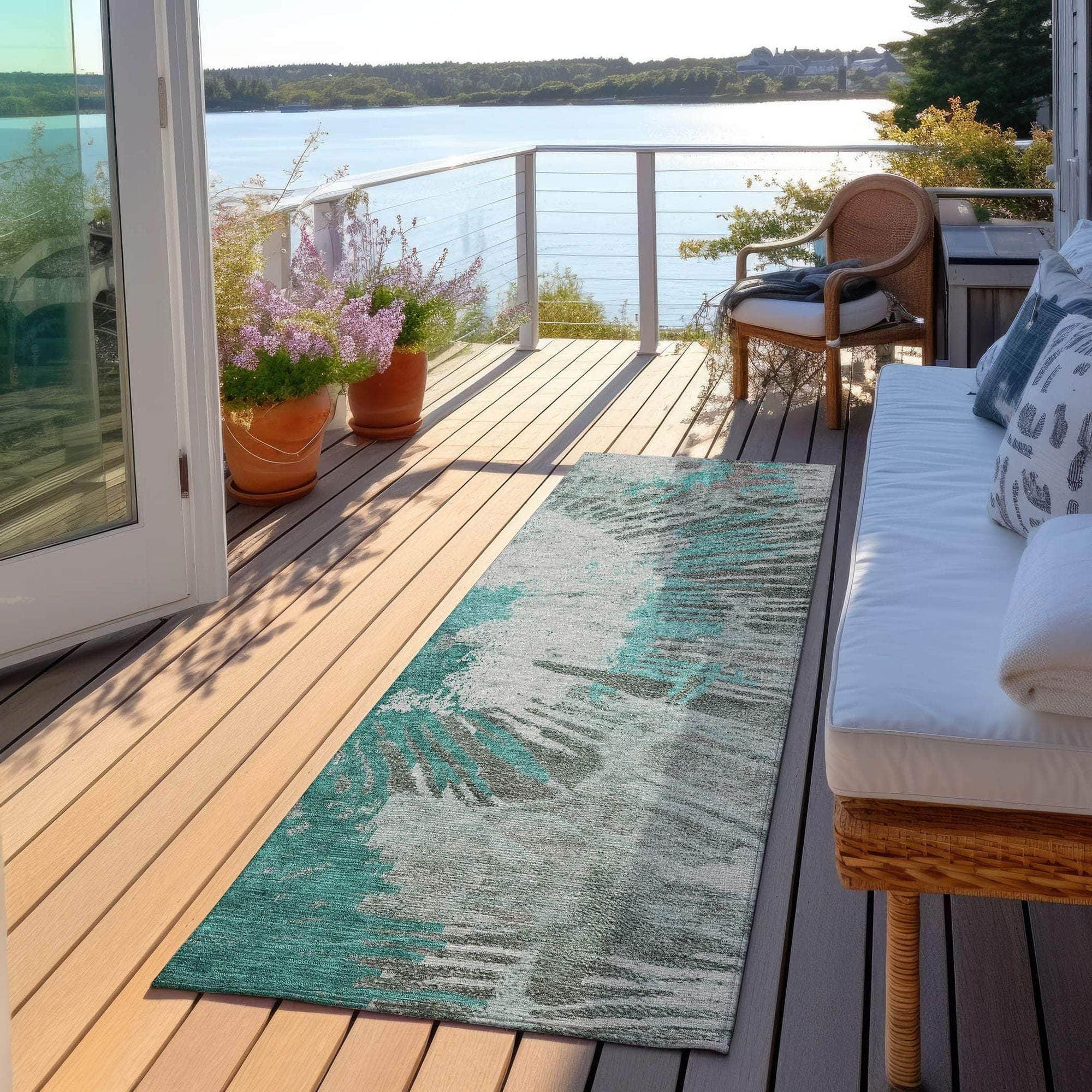 Machine Made ACN645 Teal Rugs