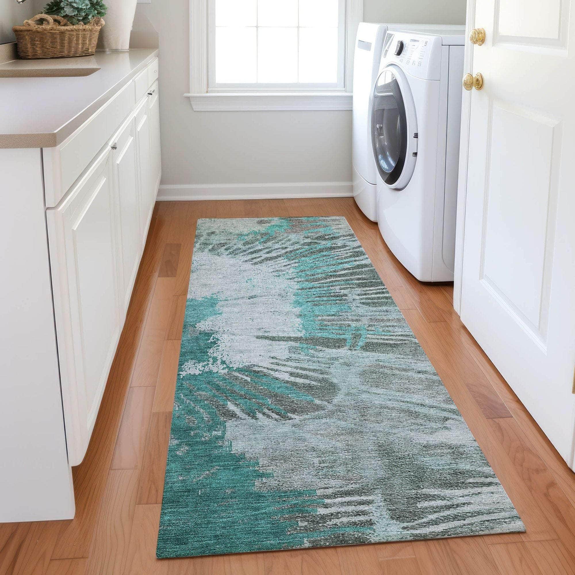 Machine Made ACN645 Teal Rugs