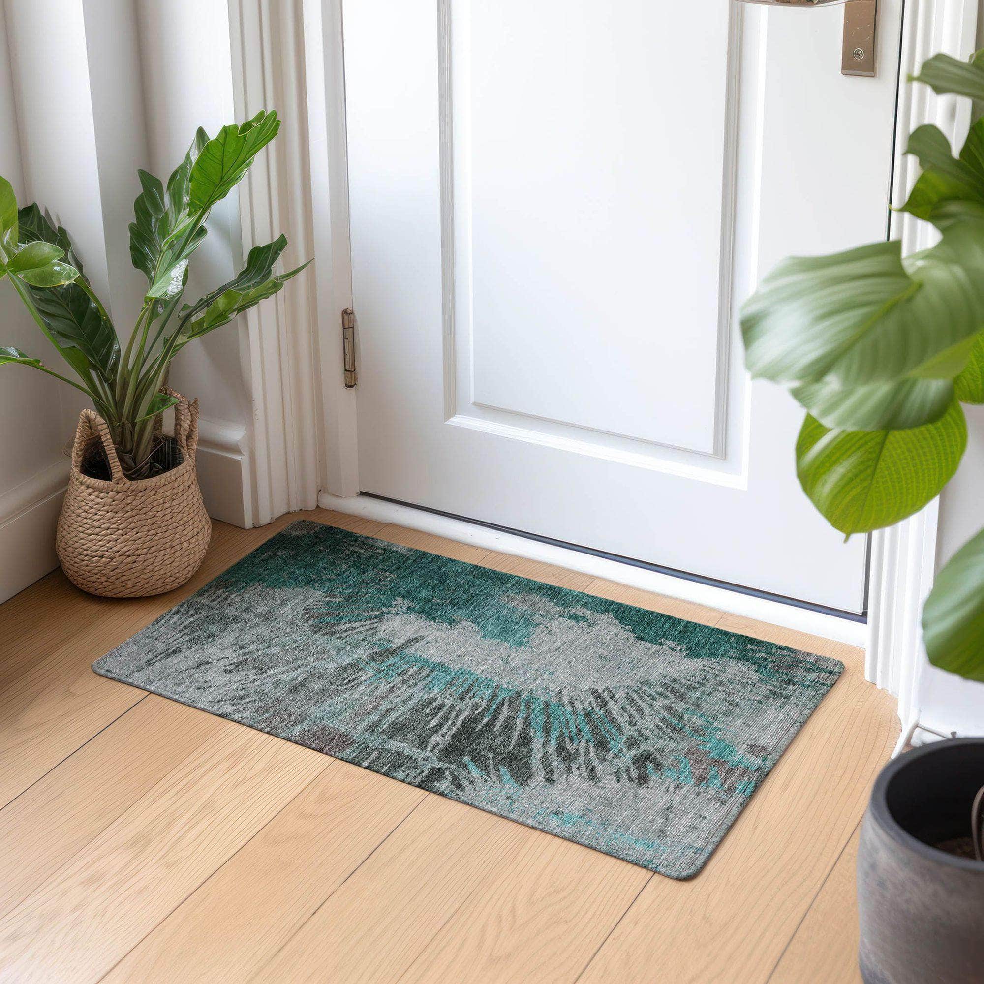 Machine Made ACN645 Teal Rugs