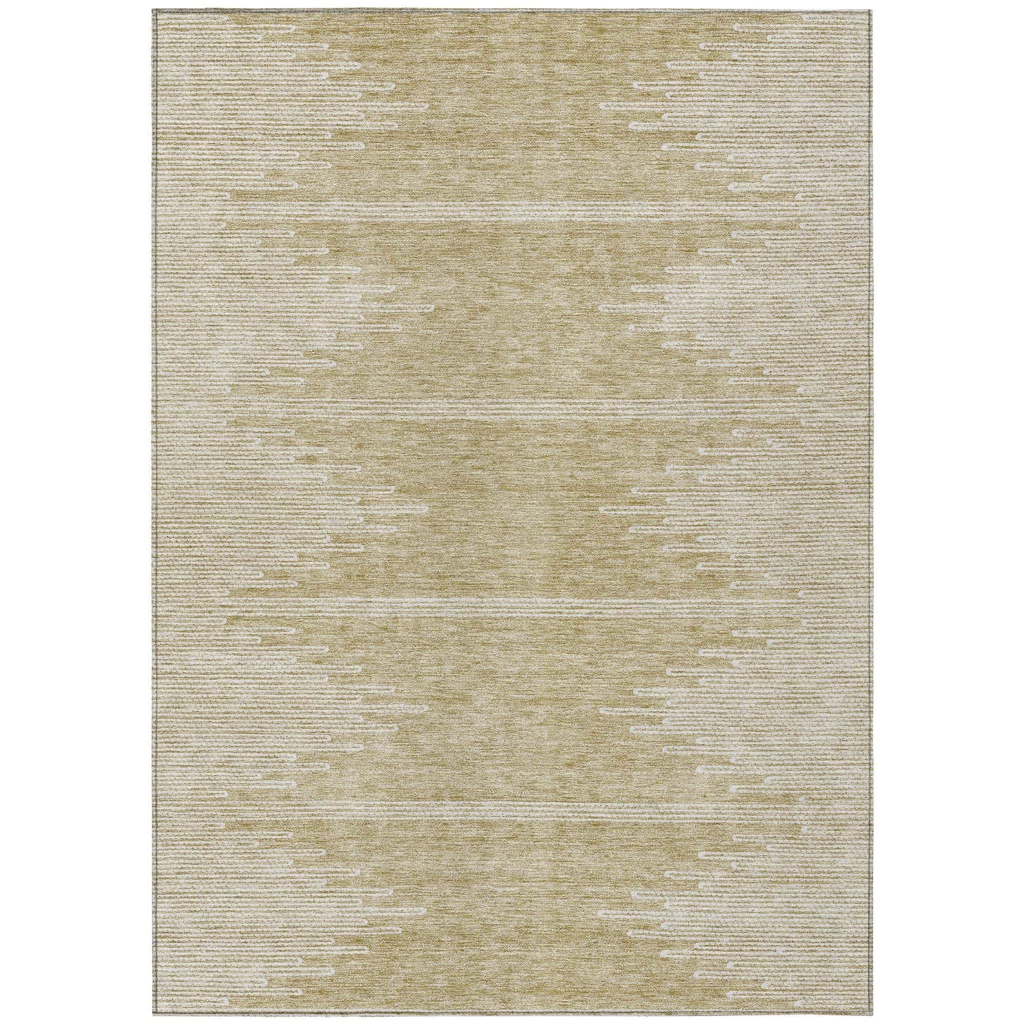 Machine Washable Beige Brown Rug - Indoor / Outdoor - Kids / Pet Friendly Modern Print Rug