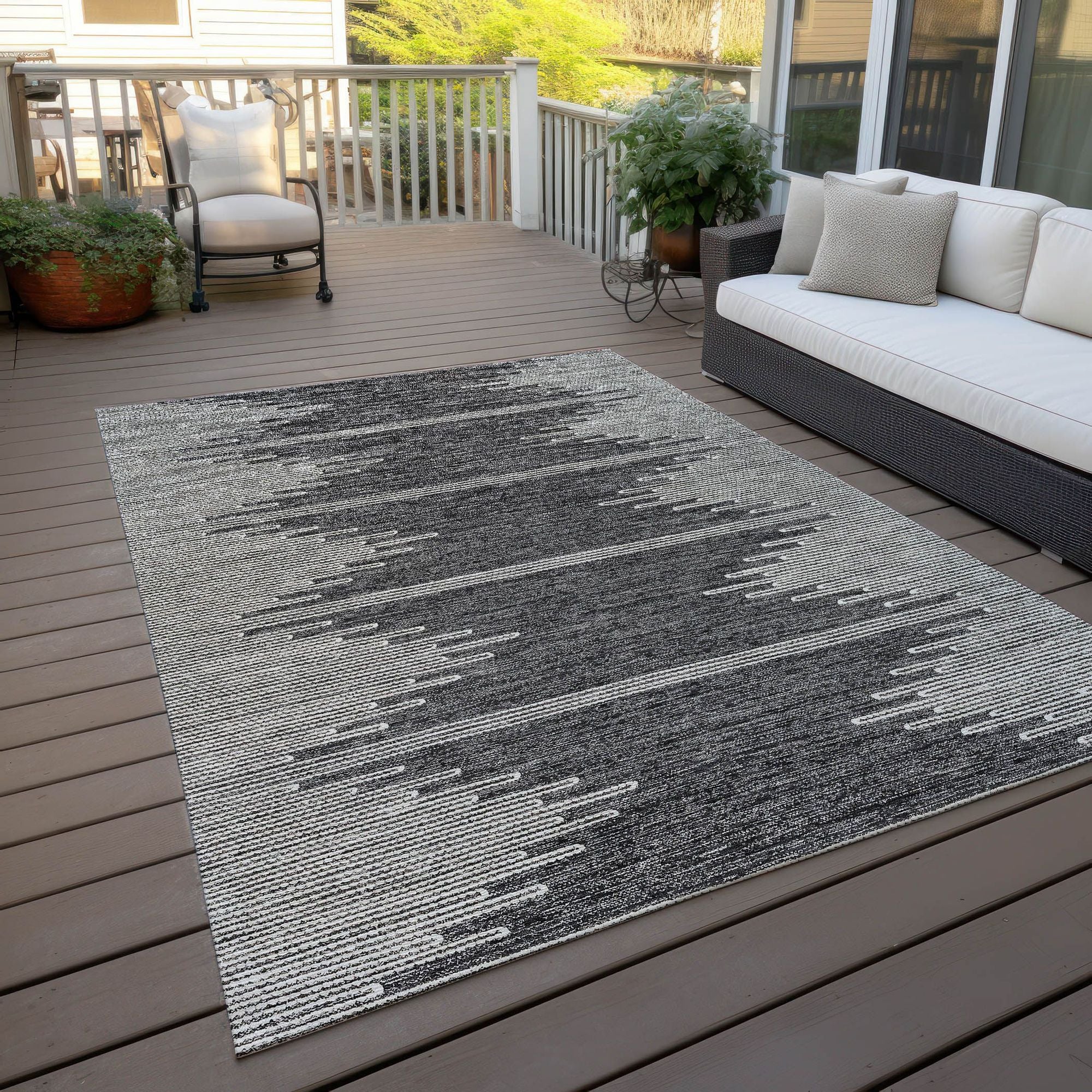 Machine Made ACN647 Charcoal Gray Rugs