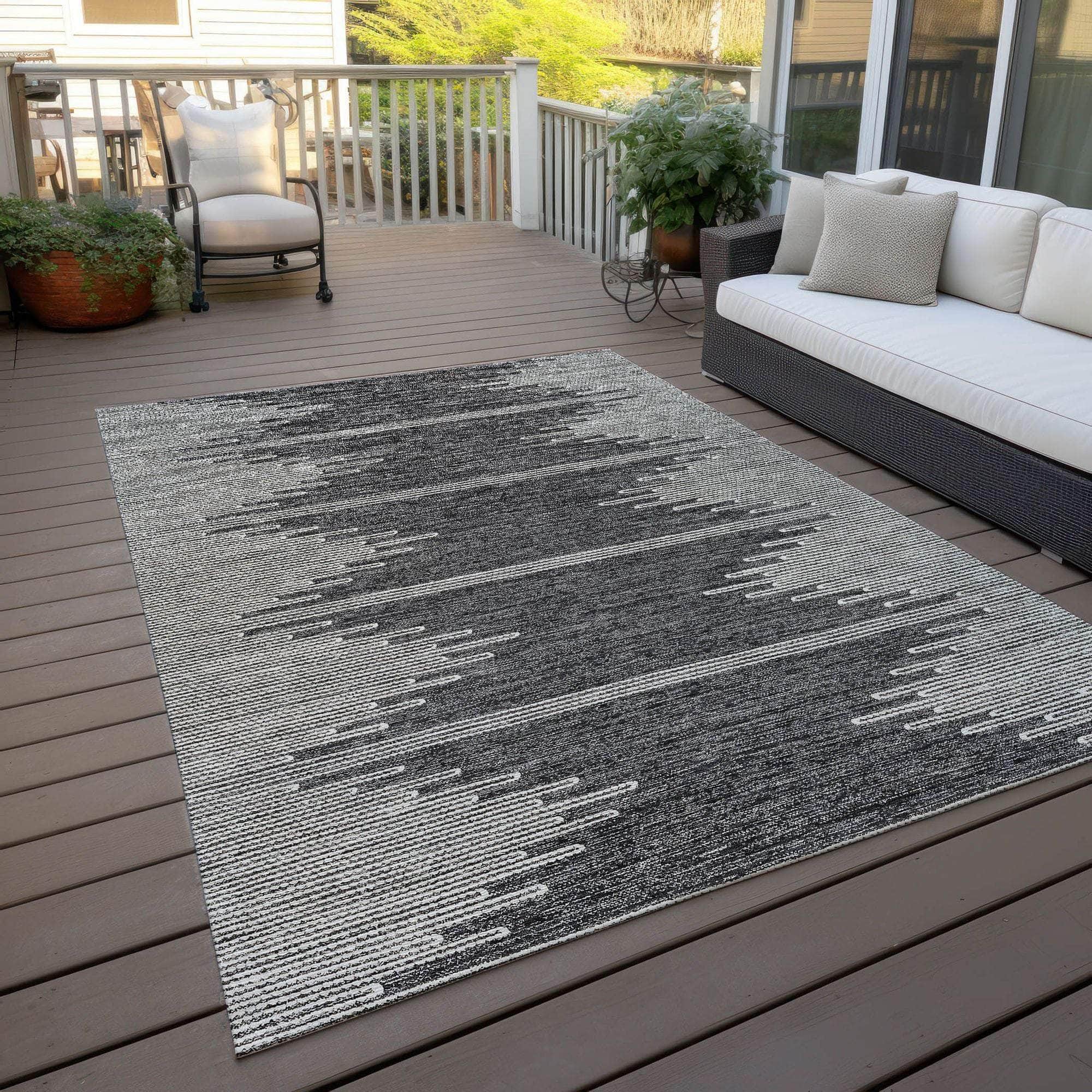 Machine Made ACN647 Charcoal Gray Rugs
