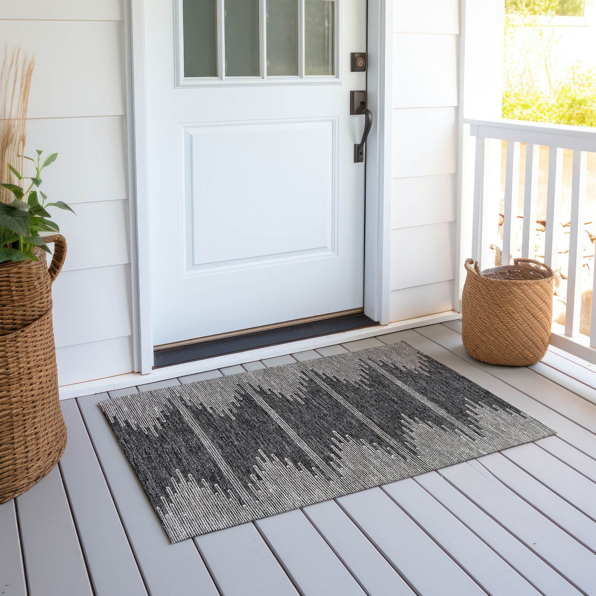 Machine Made ACN647 Charcoal Gray Rugs
