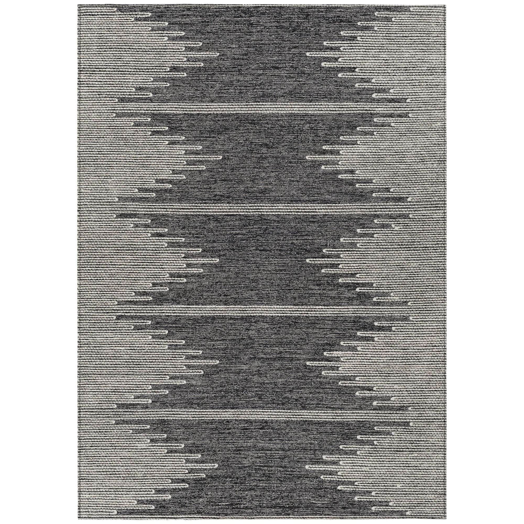 Machine Washable Charcoal Gray Rug - Indoor / Outdoor - Kids / Pet Friendly Modern Print Rug