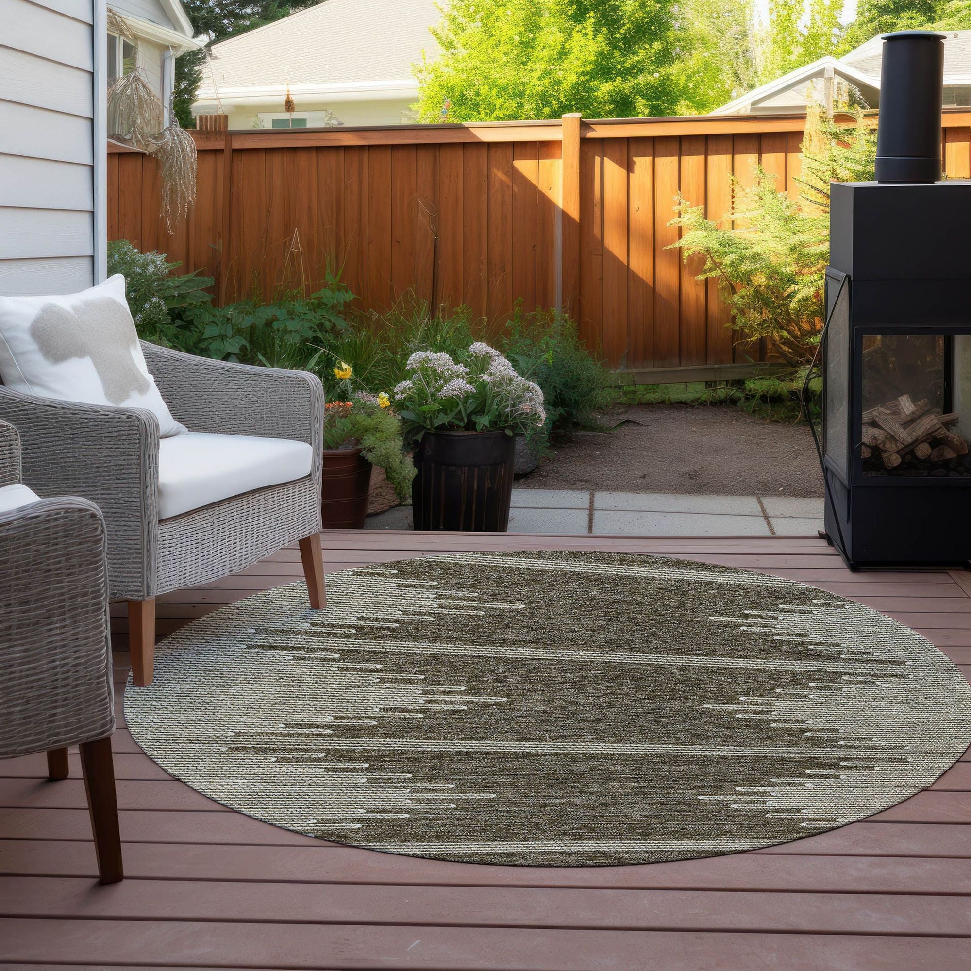Machine Made ACN647 Coffee Brown Rugs