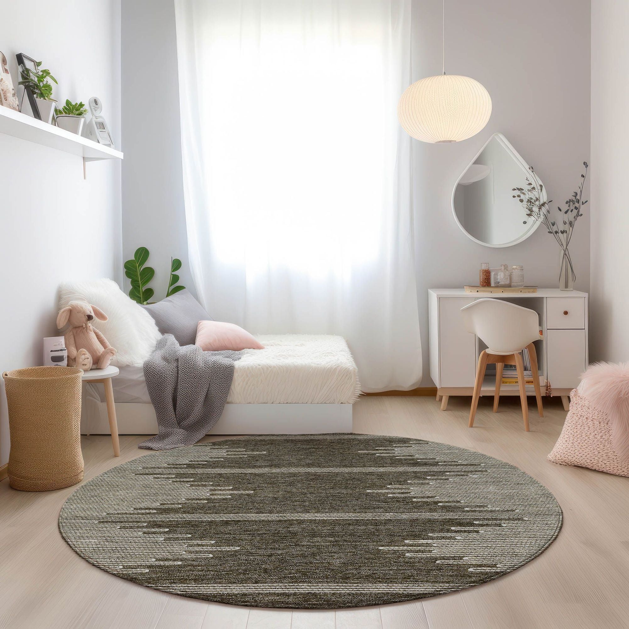 Machine Made ACN647 Coffee Brown Rugs