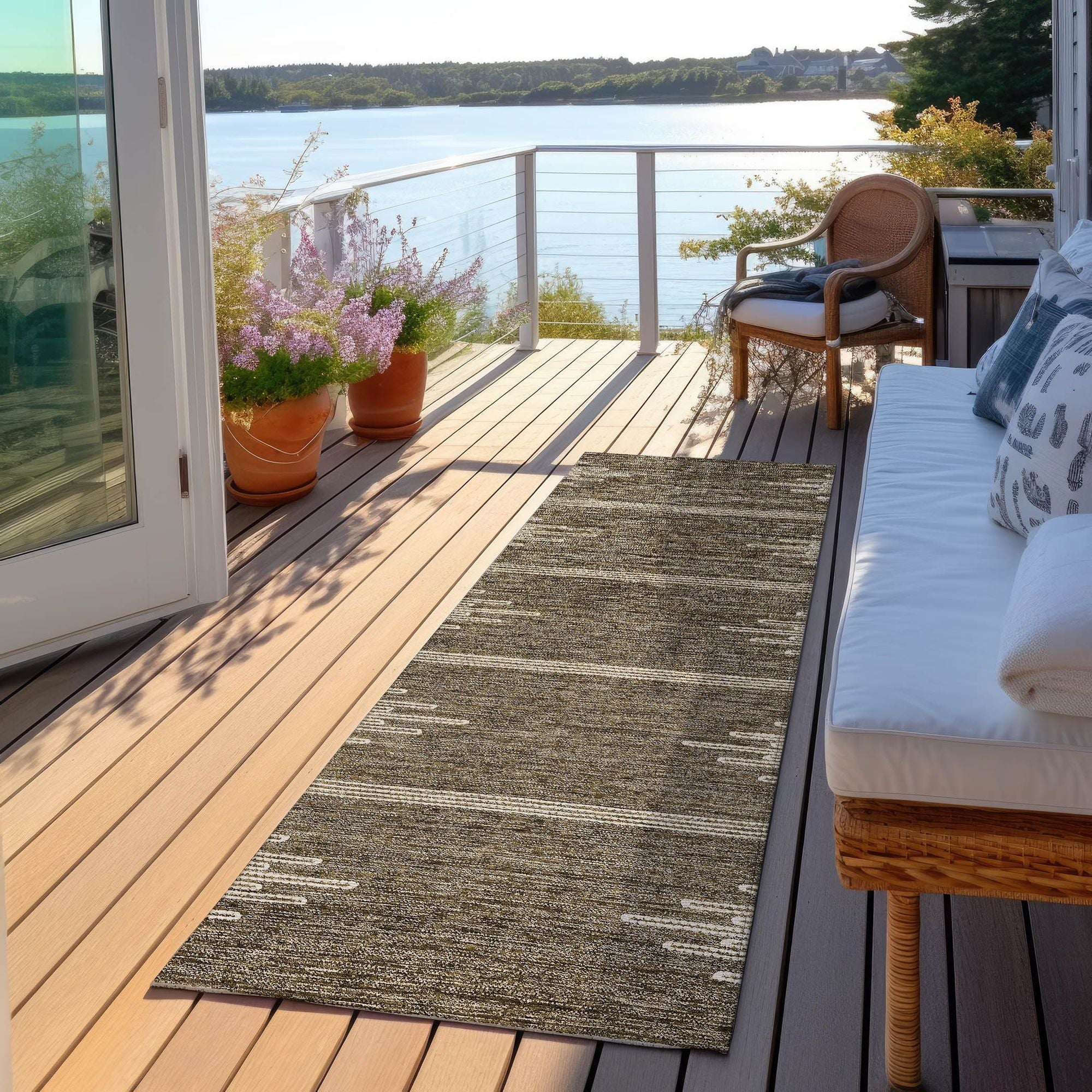 Machine Made ACN647 Coffee Brown Rugs