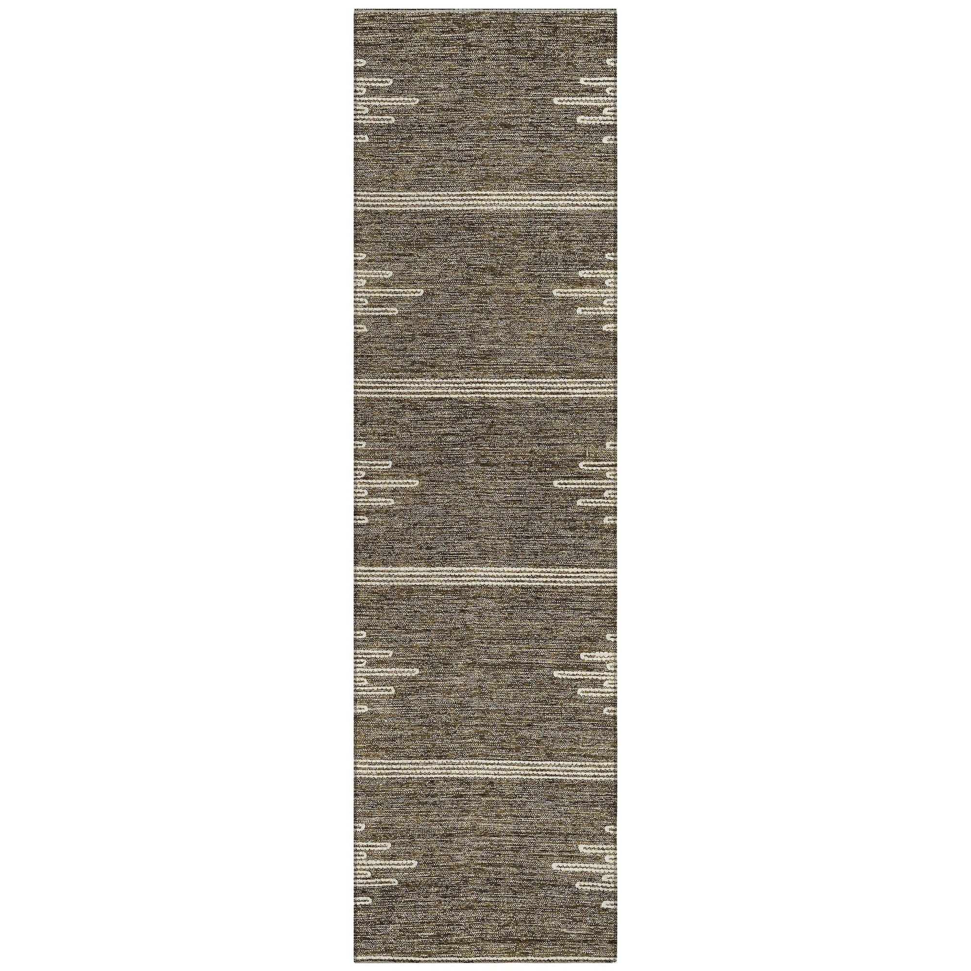 Machine Washable Coffee Brown Rug - Indoor / Outdoor - Kids / Pet Friendly Modern Print Rug