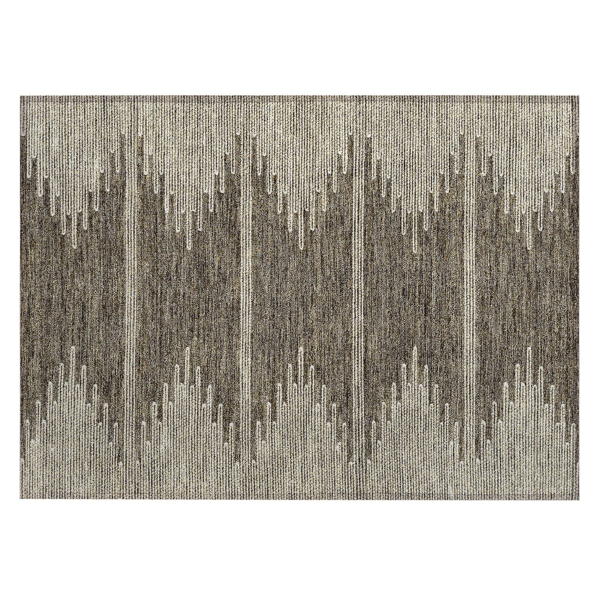 Machine Washable Coffee Brown Rug - Indoor / Outdoor - Kids / Pet Friendly Modern Print Rug