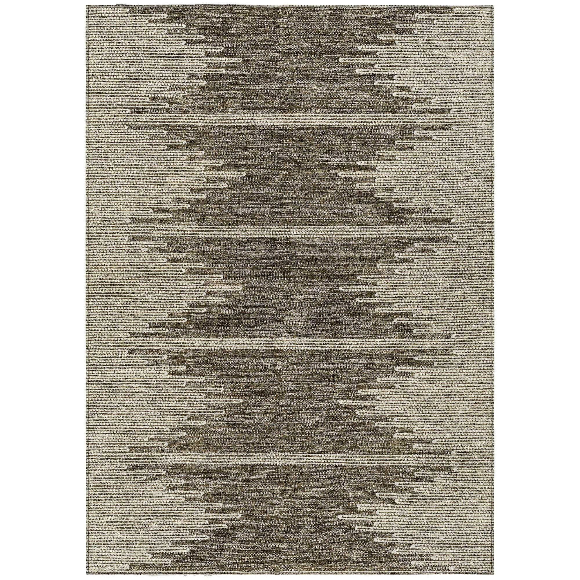 Machine Washable Coffee Brown Rug - Indoor / Outdoor - Kids / Pet Friendly Modern Print Rug