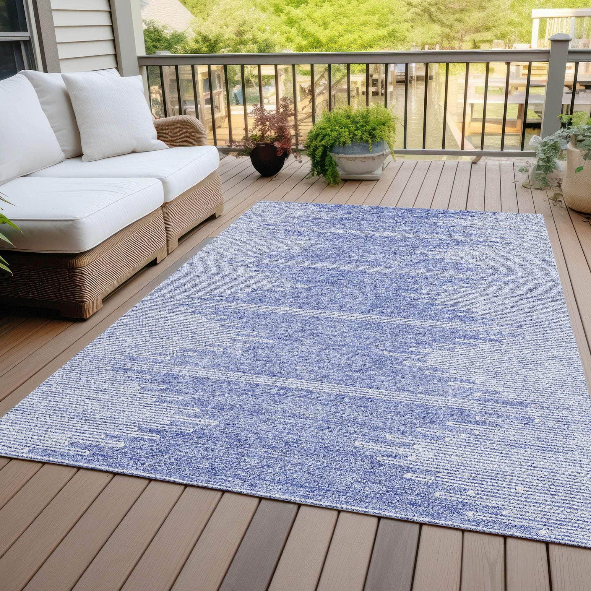 Machine Made ACN647 Denim Blue Rugs