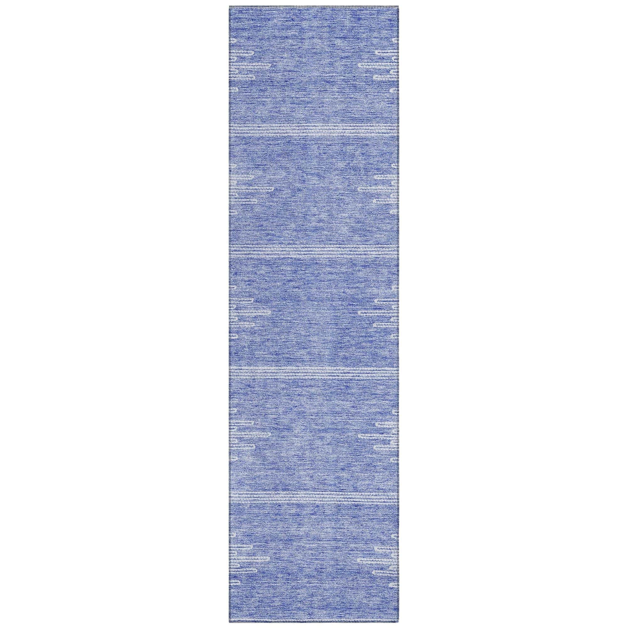 Machine Washable Denim Blue Rug - Indoor / Outdoor - Kids / Pet Friendly Modern Print Rug