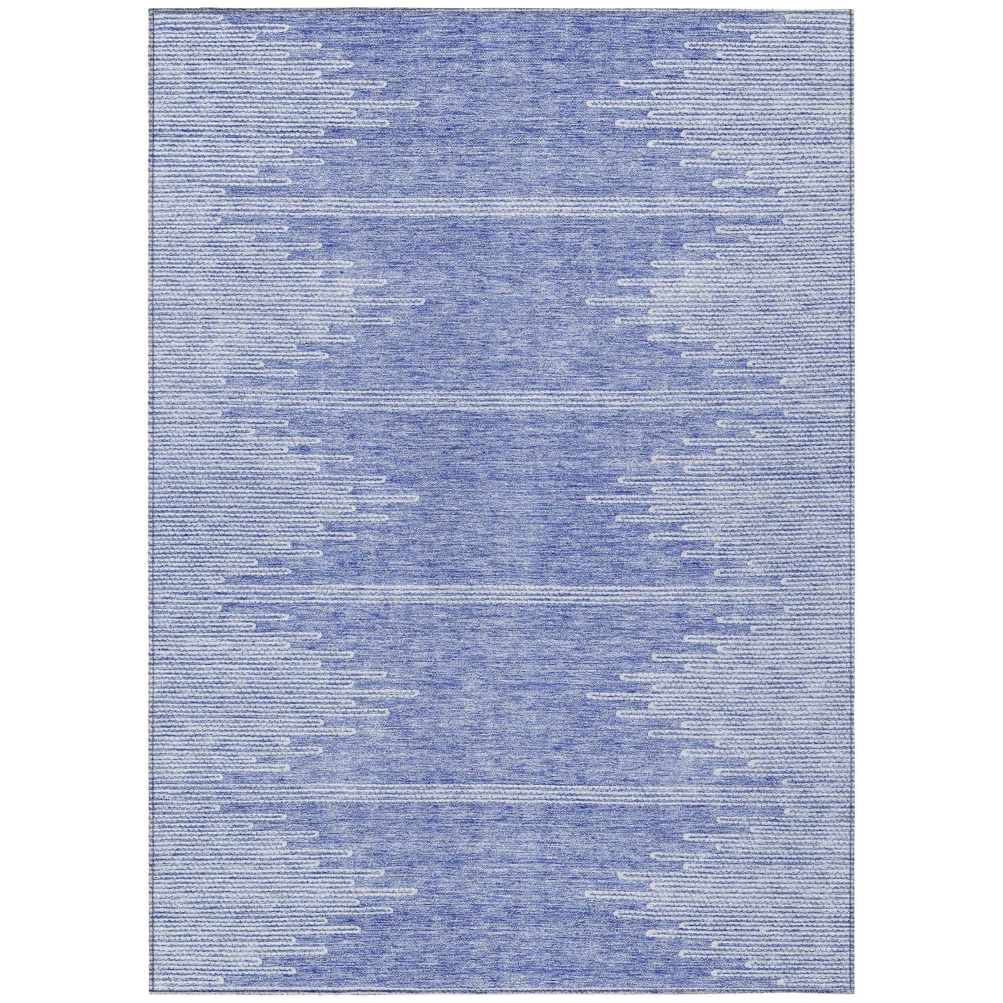 Machine Washable Denim Blue Rug - Indoor / Outdoor - Kids / Pet Friendly Modern Print Rug