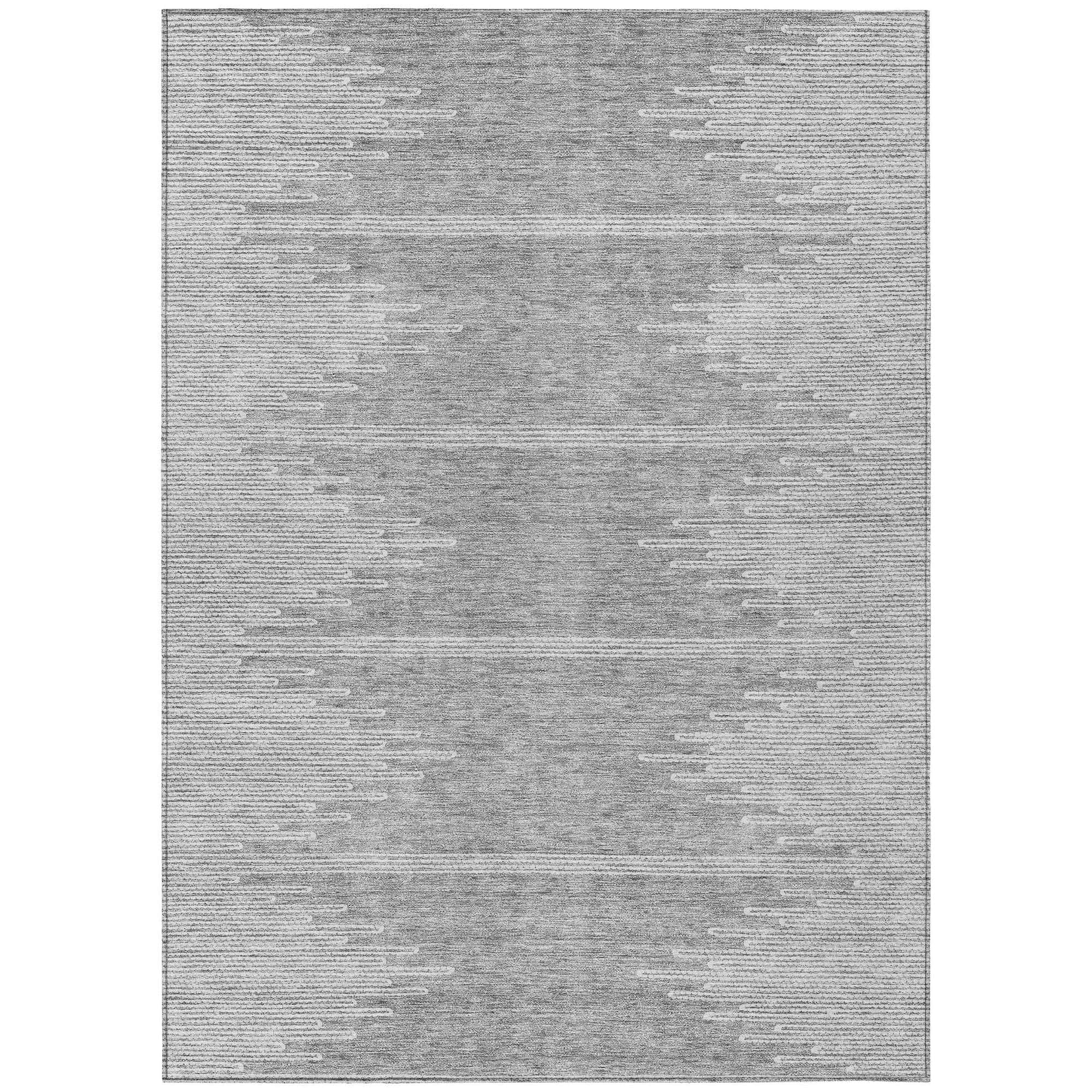 Machine Washable Gray Rug - Indoor / Outdoor - Kids / Pet Friendly Modern Print Rug