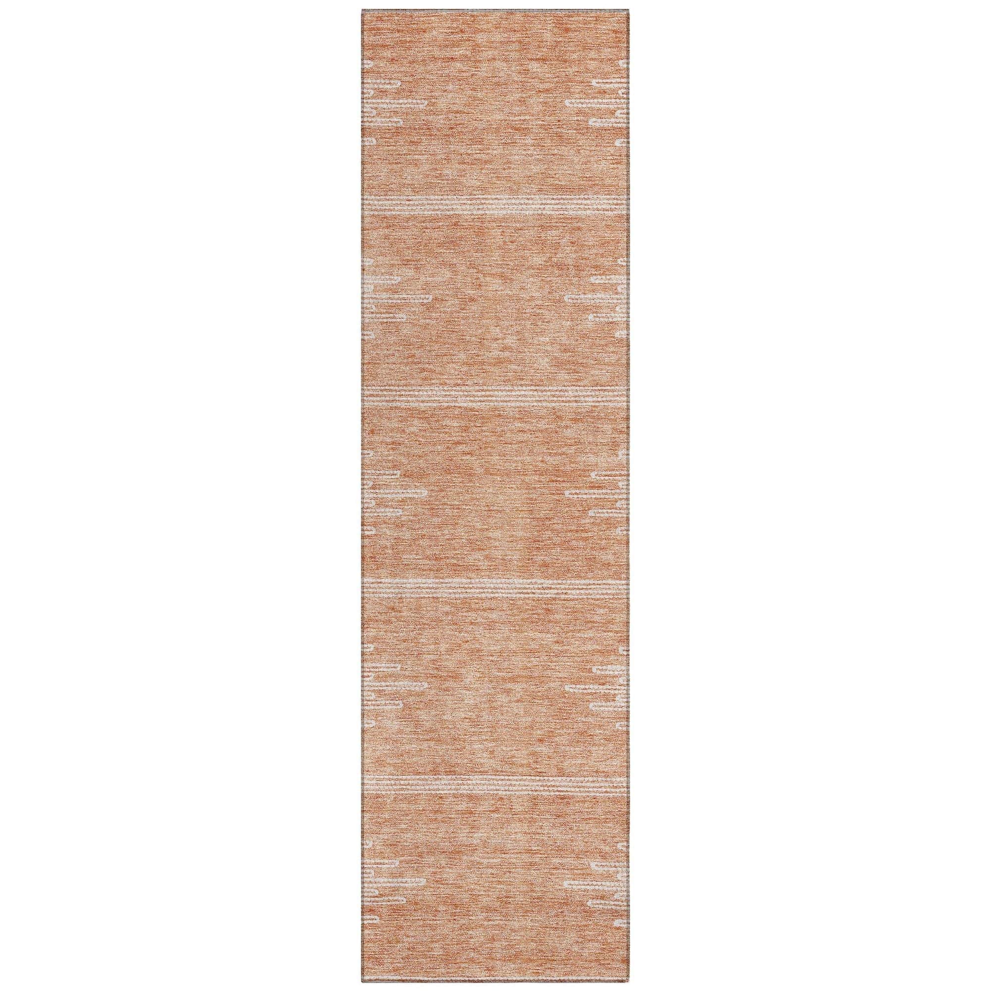 Machine Washable Salmon Orange Rug - Indoor / Outdoor - Kids / Pet Friendly Modern Print Rug