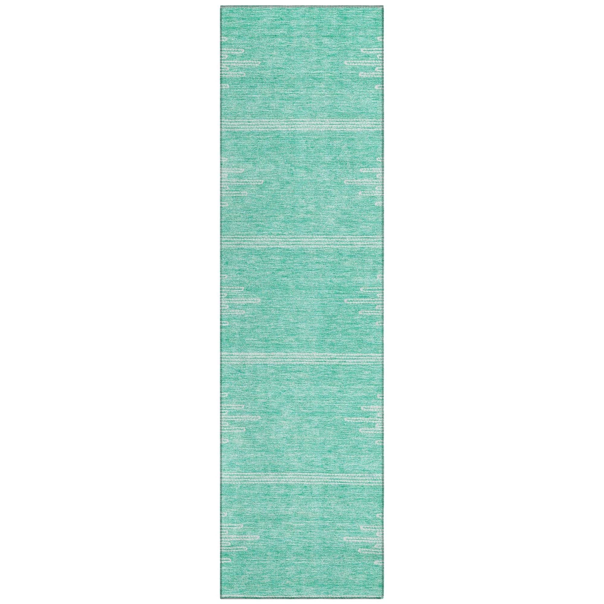 Machine Washable Teal Rug - Indoor / Outdoor - Kids / Pet Friendly Modern Print Rug