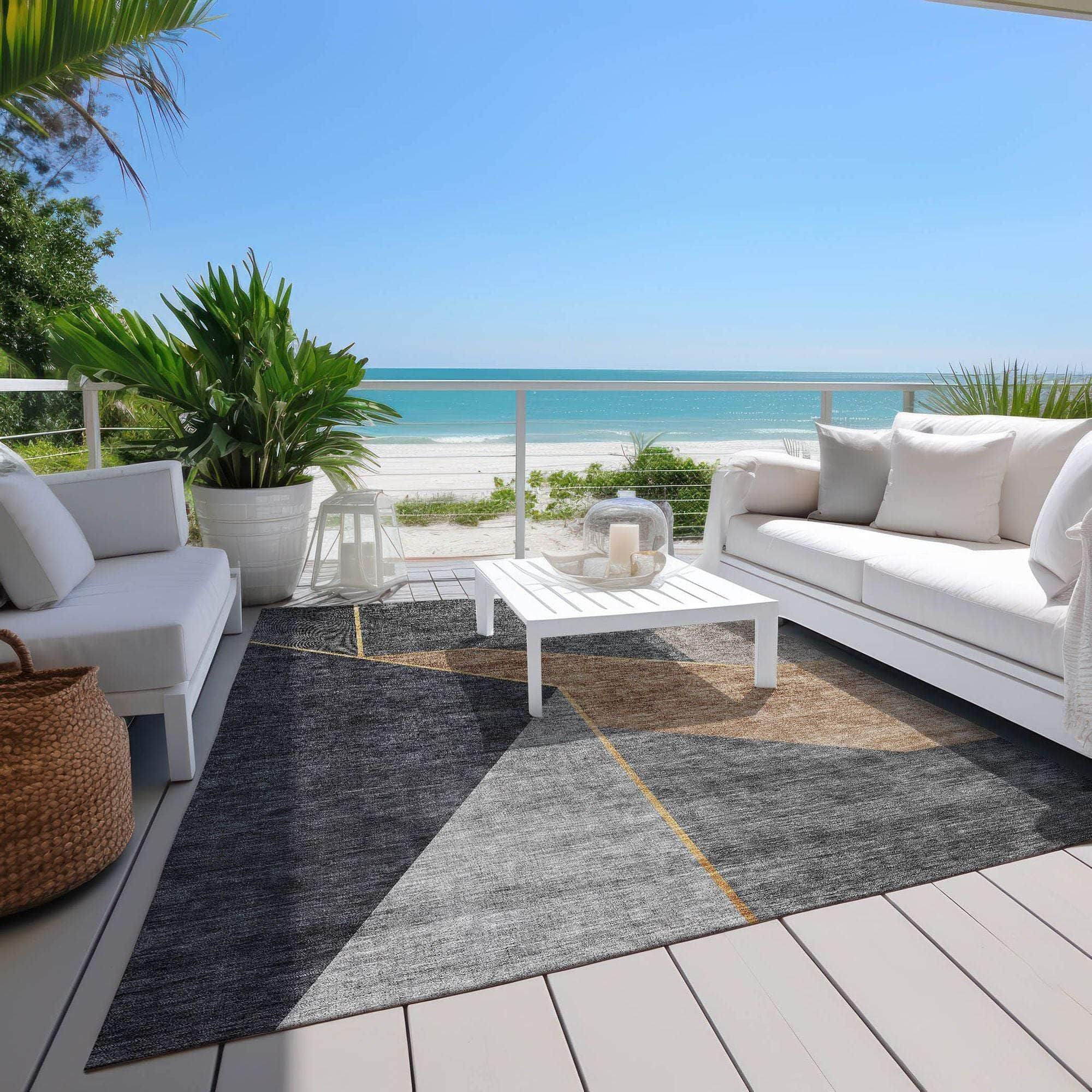 Machine Made ACN648 Charcoal Gray Rugs