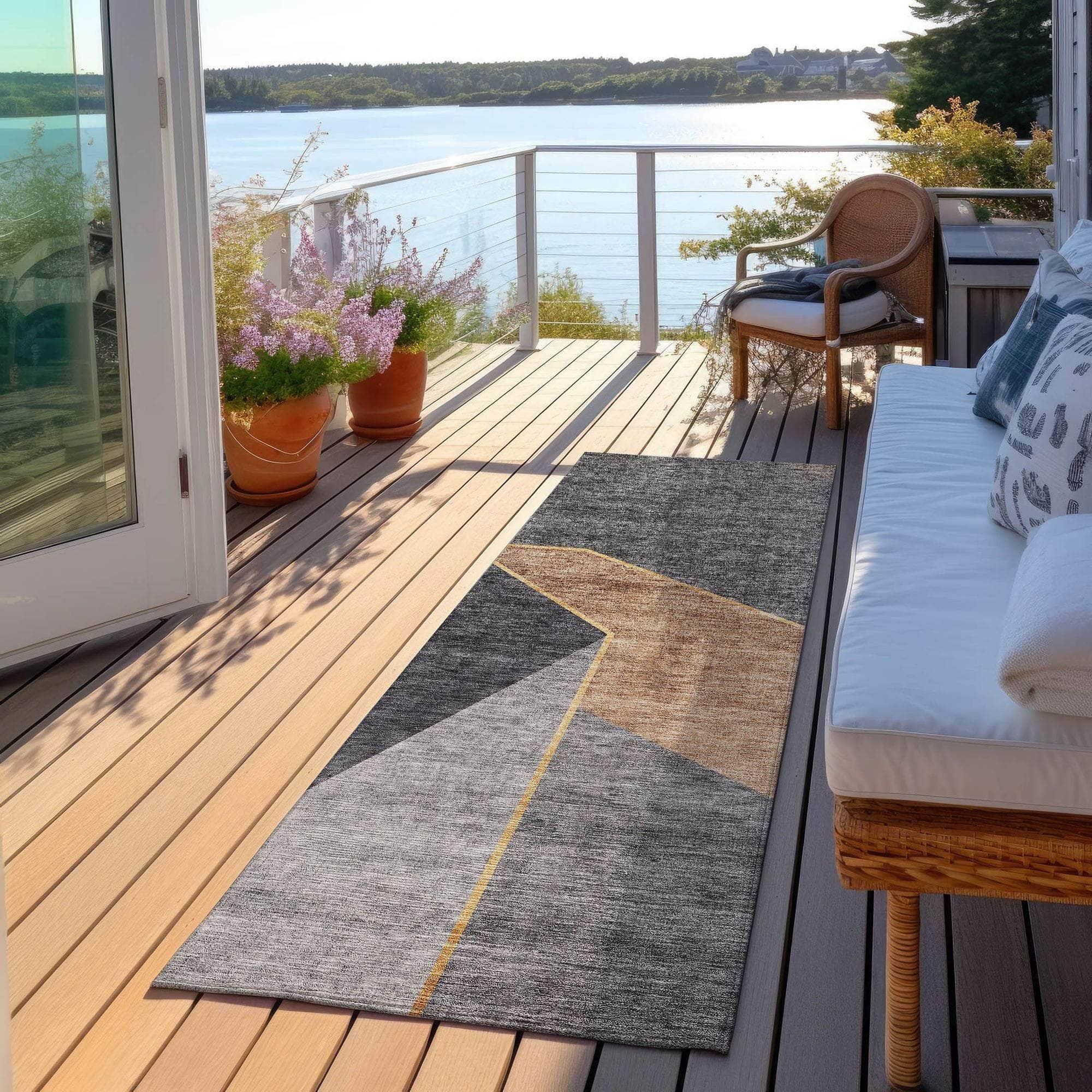 Machine Made ACN648 Charcoal Gray Rugs