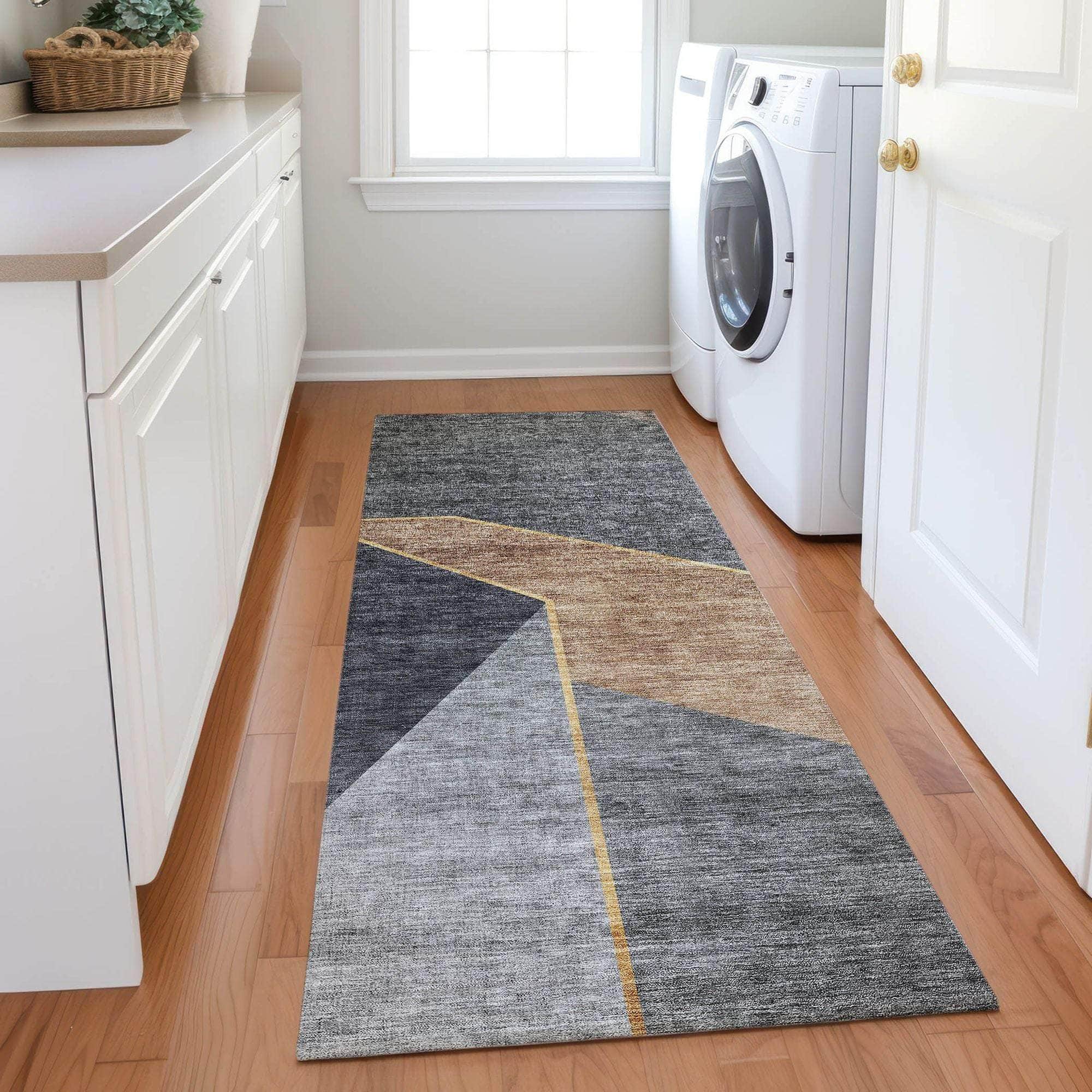 Machine Made ACN648 Charcoal Gray Rugs